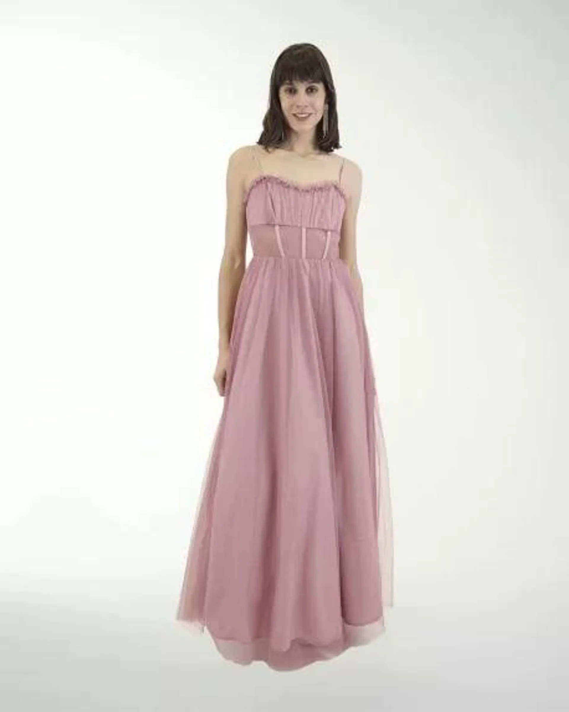 VESTIDO CL LISO TIPO CORSET CON DRAPEADO