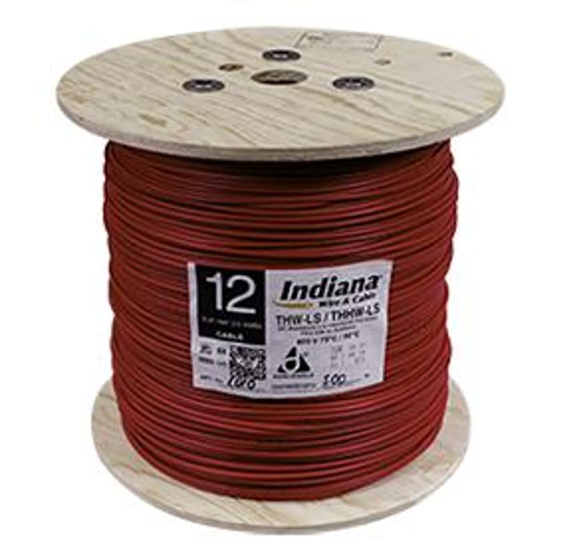 Cable de cobre 12 AWG rojo, tipo THW-LS/THHW-LS 600V 75°C/90°C Deslizable, Antiflama, 1 m, INDIANA SLLU10