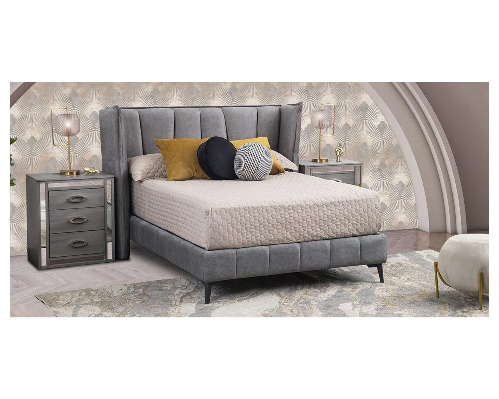 Cama Matrimonial Samba Gris