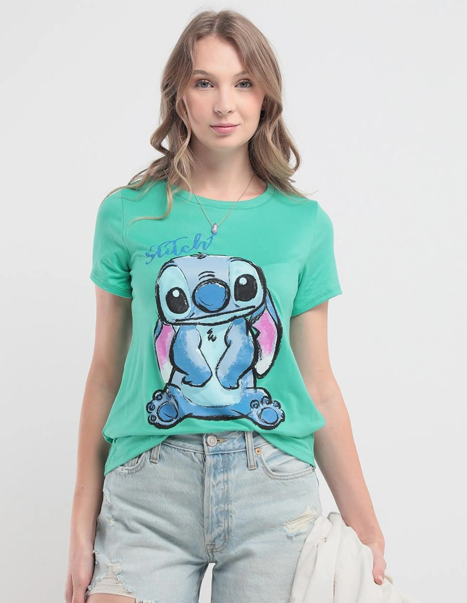 Playera manga corta Disney DTR Lilo & Stitch cuello redondo para mujer