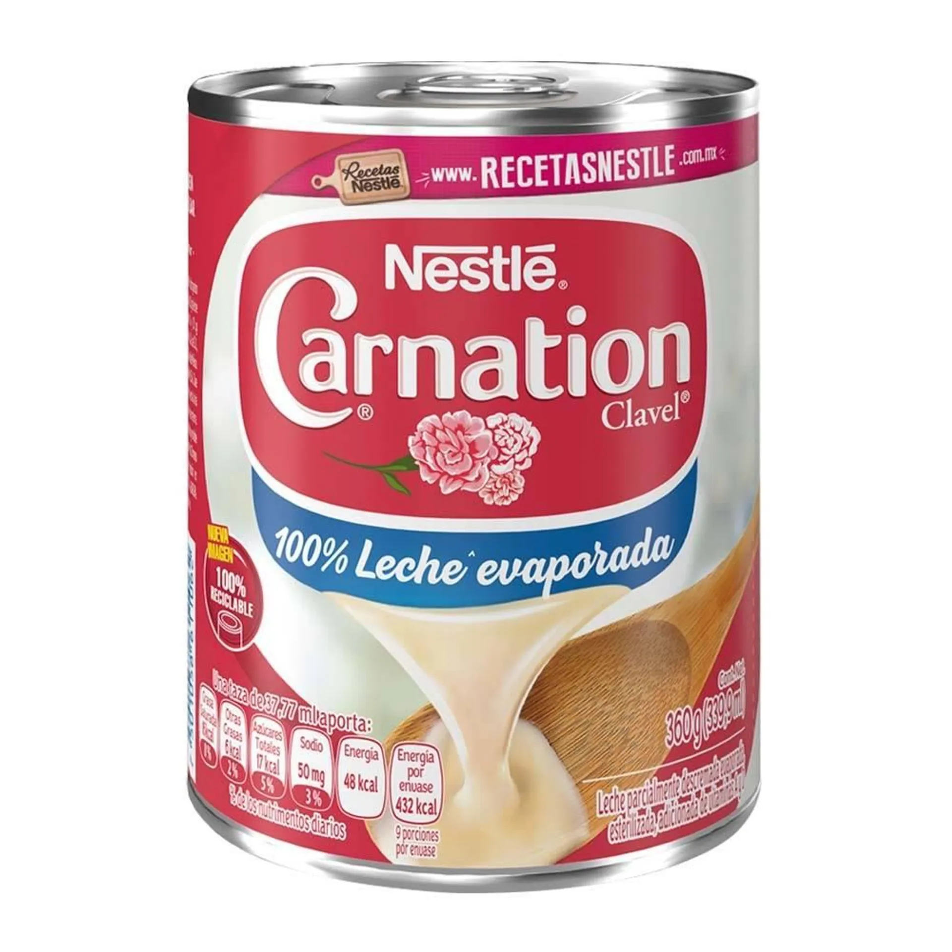 Leche evaporada Carnation clavel 360 g