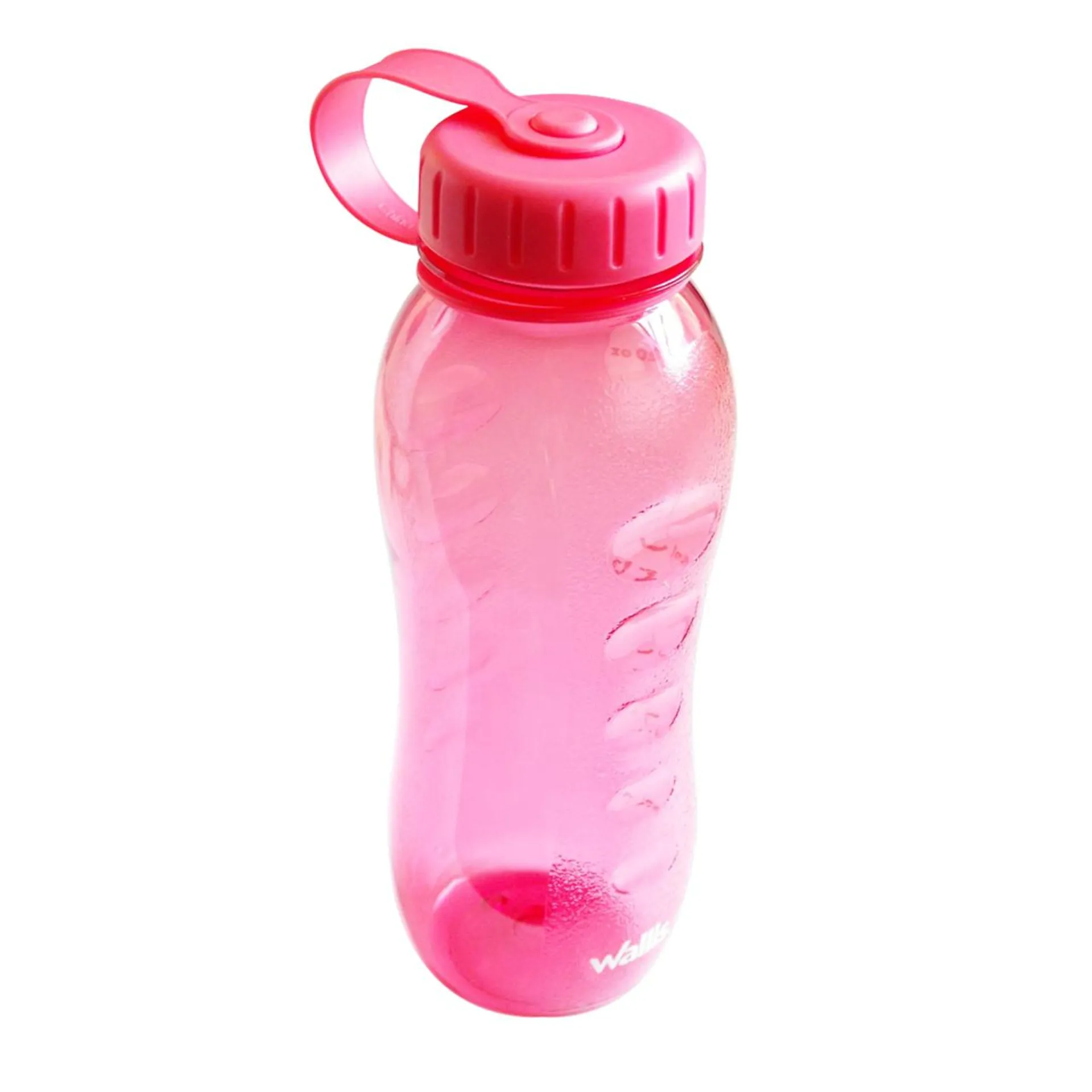 Cilindro para agua con agarradera, tapa rosca desprendible antiderrames, 650 ml, color rosa