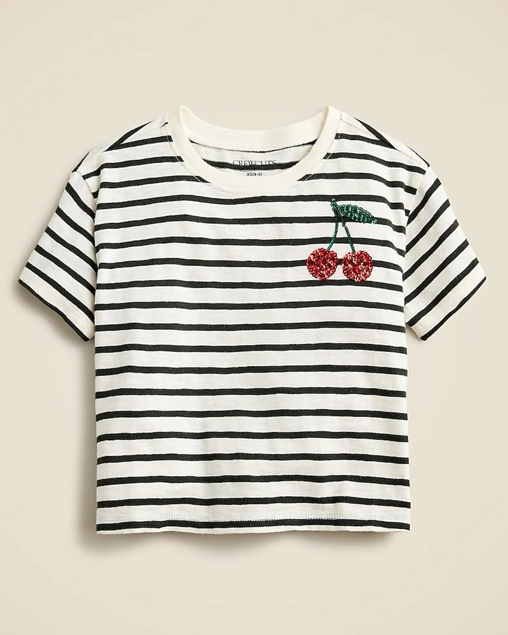 Girls' striped cherry T-shirt