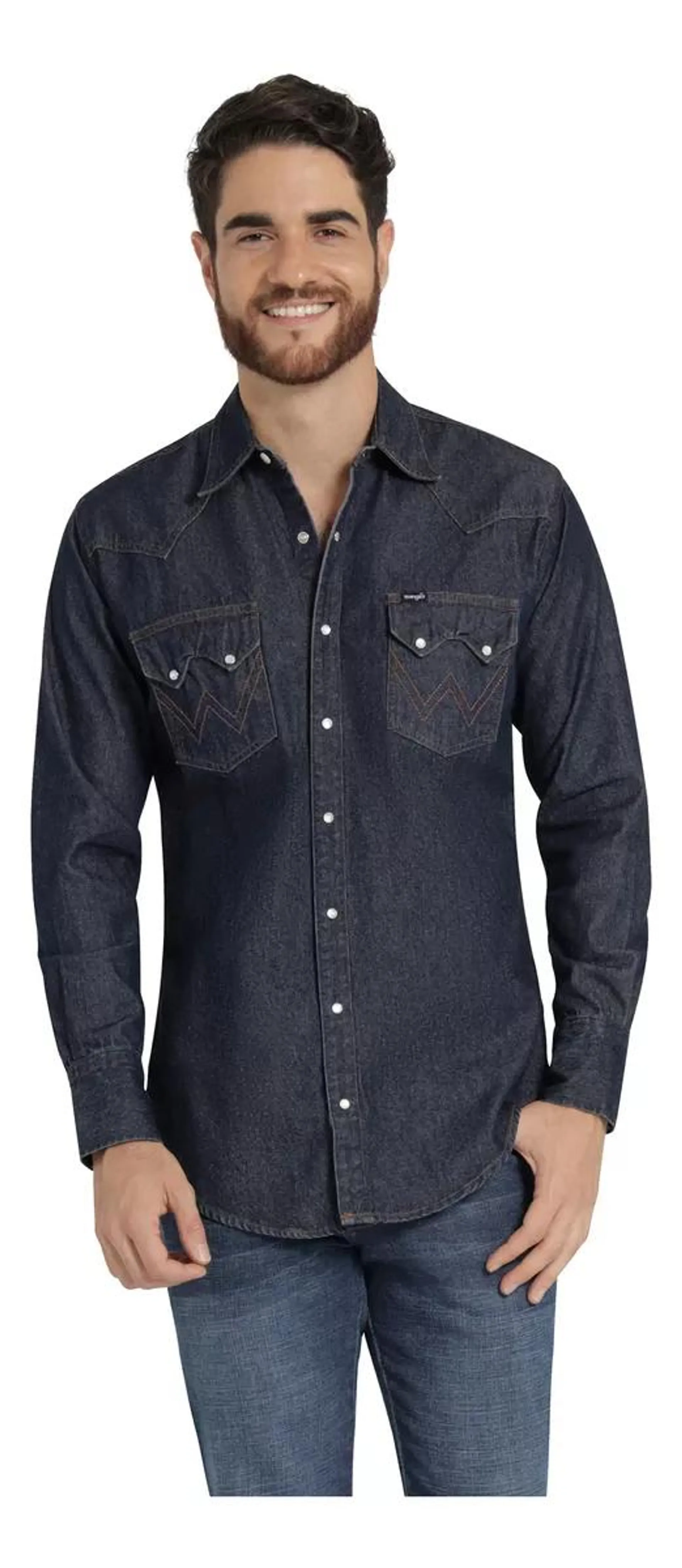 Camisa Vaquera Hombre Wrangler Regular Fit Manga Larga 929