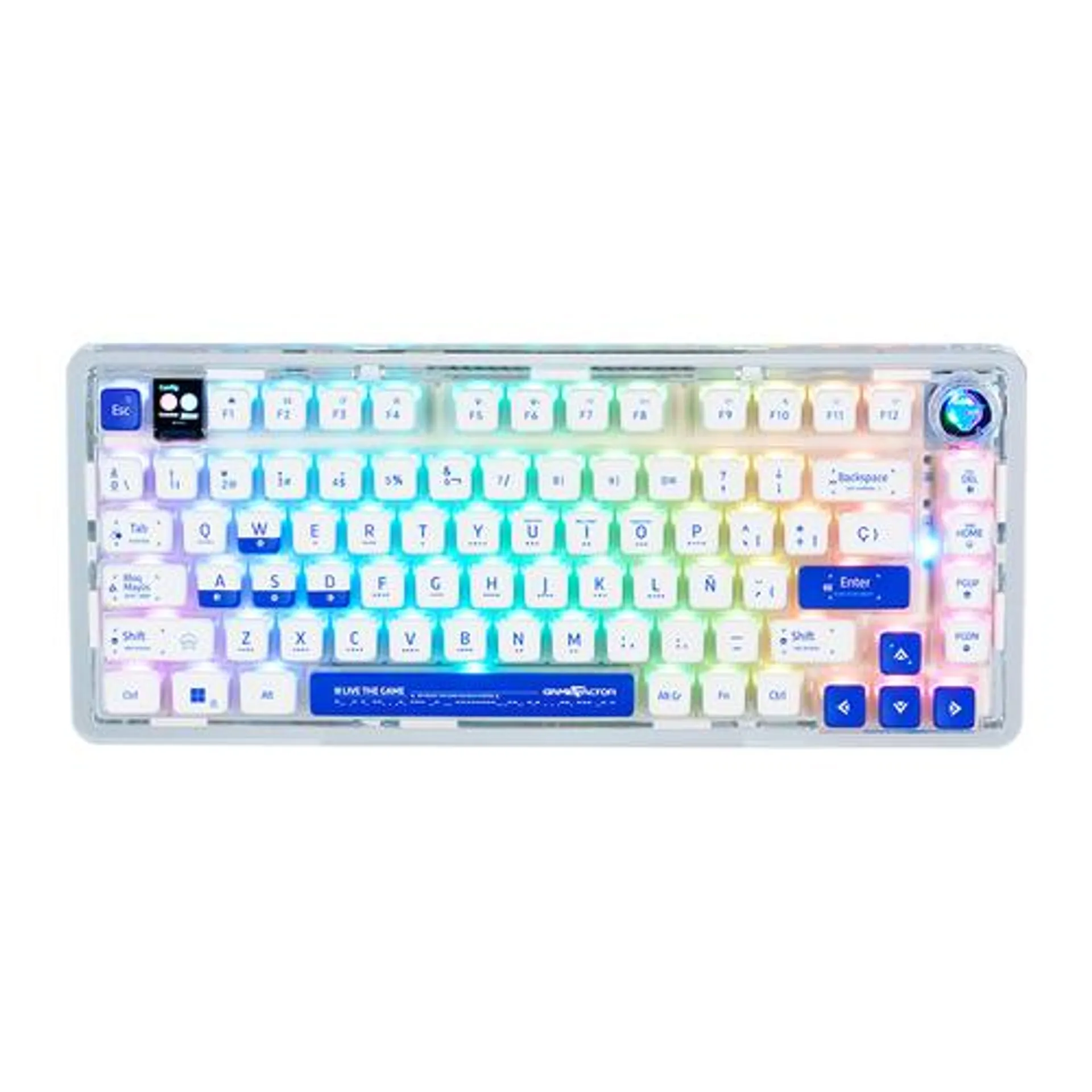 Teclado Mecanico Gamer Game Factor Kbg800 75% Rgb Gasket Personalizable Switch Wred Pantalla 2.4G/Bt