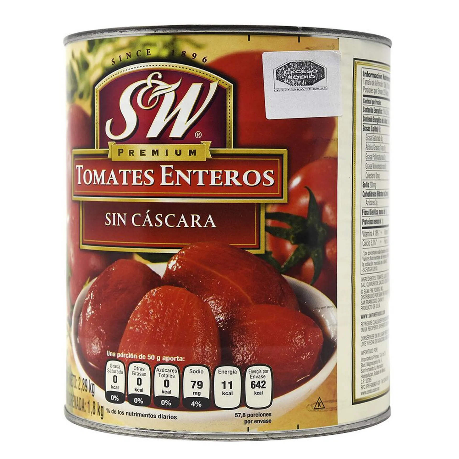 Tomate Entero Pelado S&W 2.89 Kg