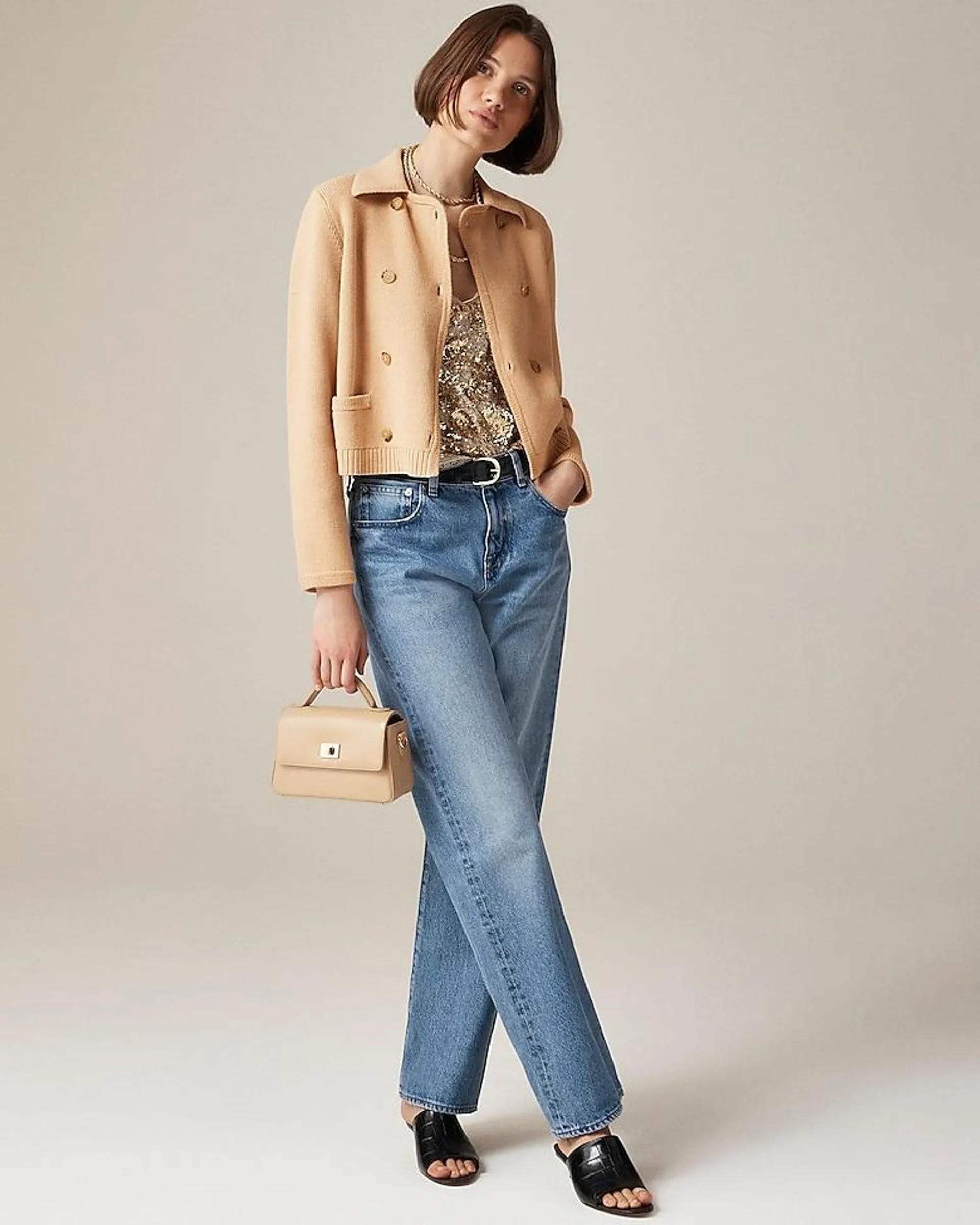 Shrunken peacoat sweater