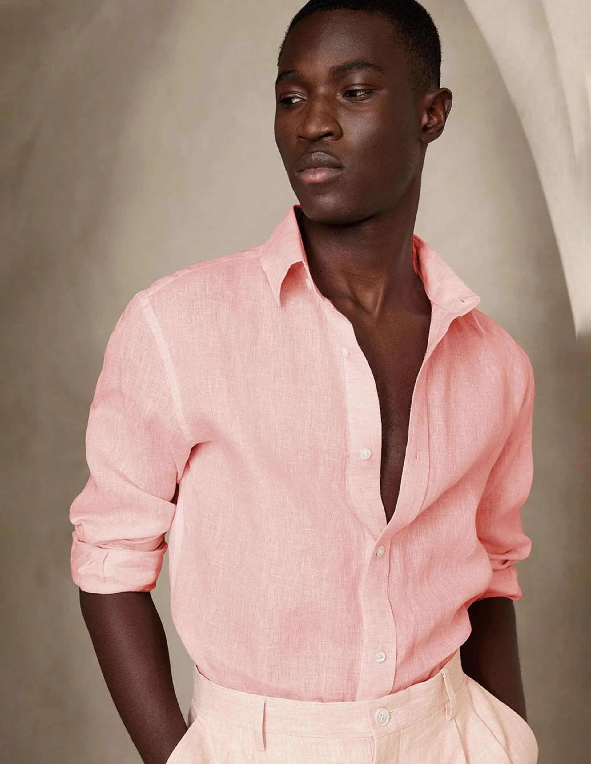 Camisa casual de algodón manga larga para hombre