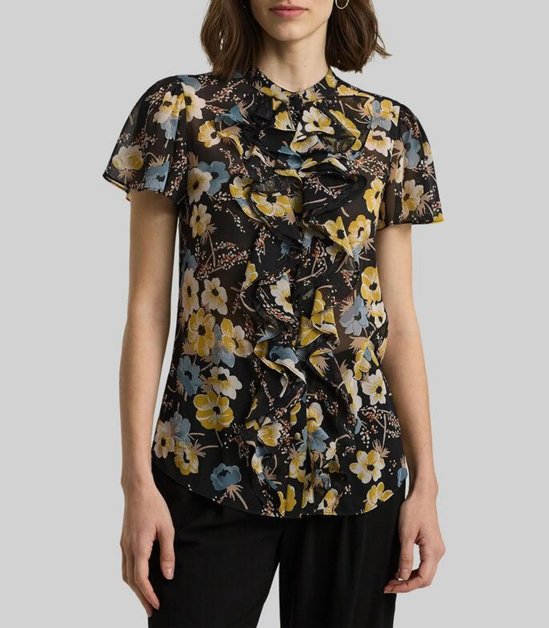 Blusa estampada manga corta Mujer