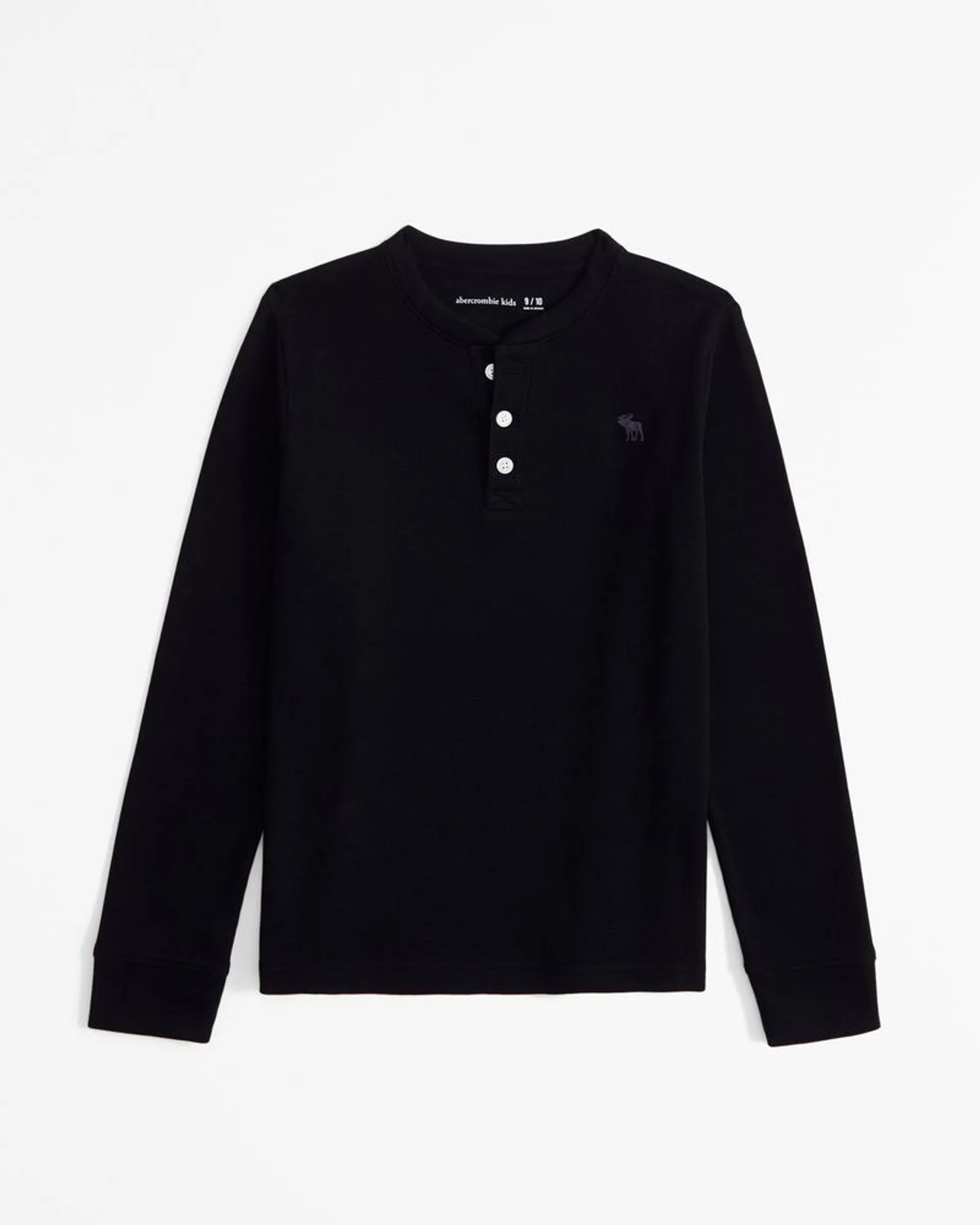 long-sleeve icon henley waffle tee