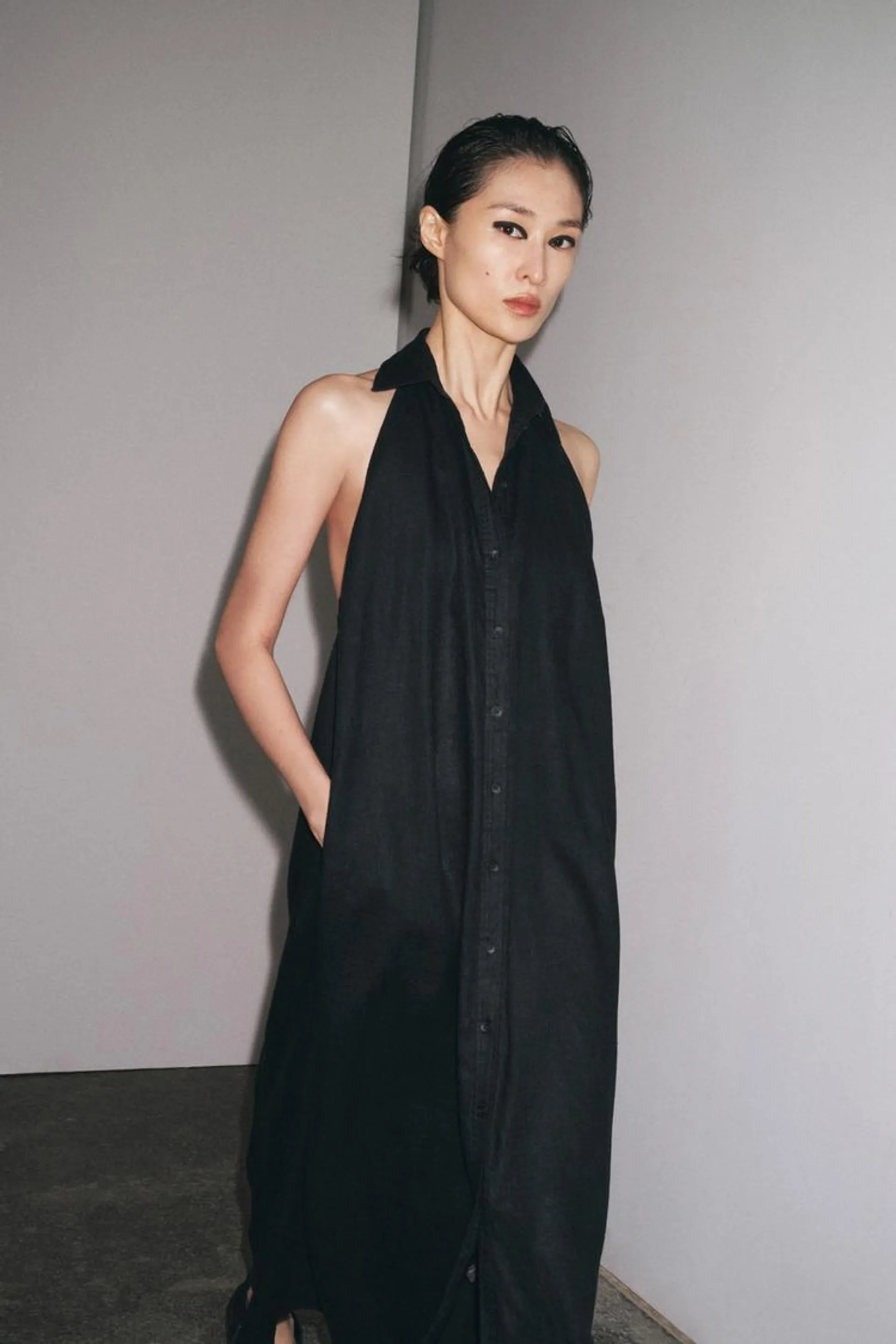 VESTIDO HALTER LINO 100% ZW COLLECTION