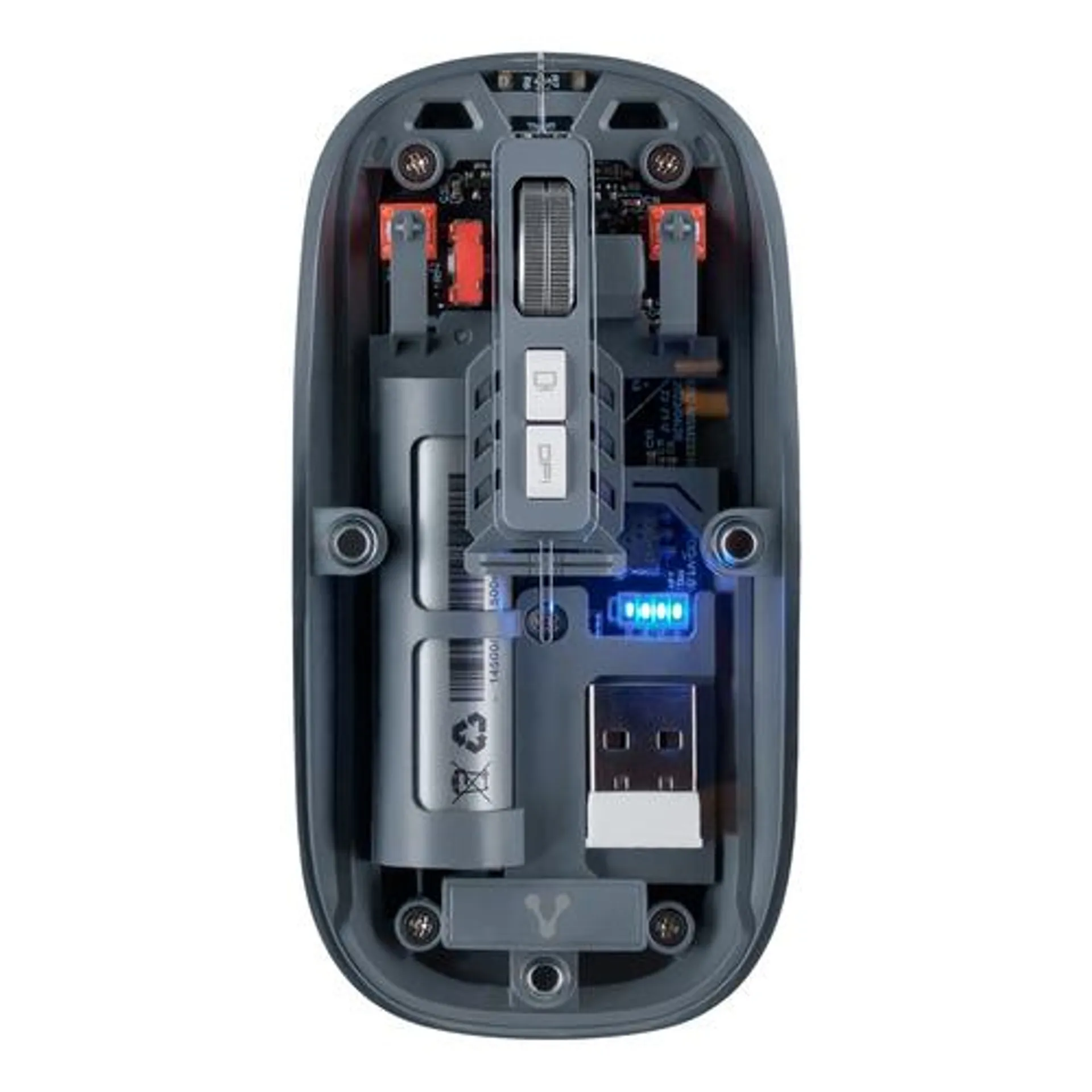 Mouse Inalámbrico Vorago Mo-415 Óptico 1600Dpi 5X Botones Silencioso Recargable 2.4Ghz Transparente