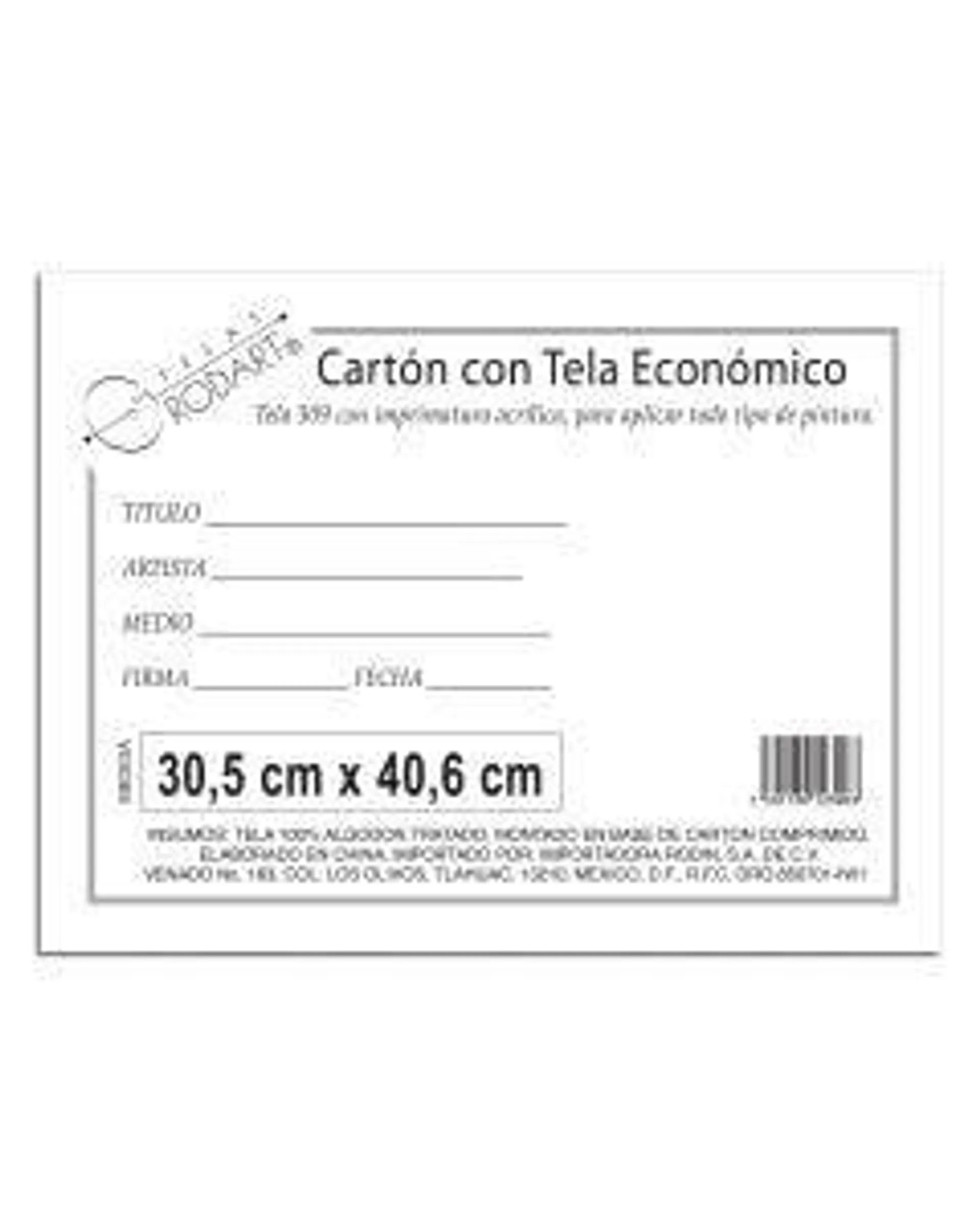 CARTON C/TELA ECONOMICO RODIN 30.5 X 40.6 CM