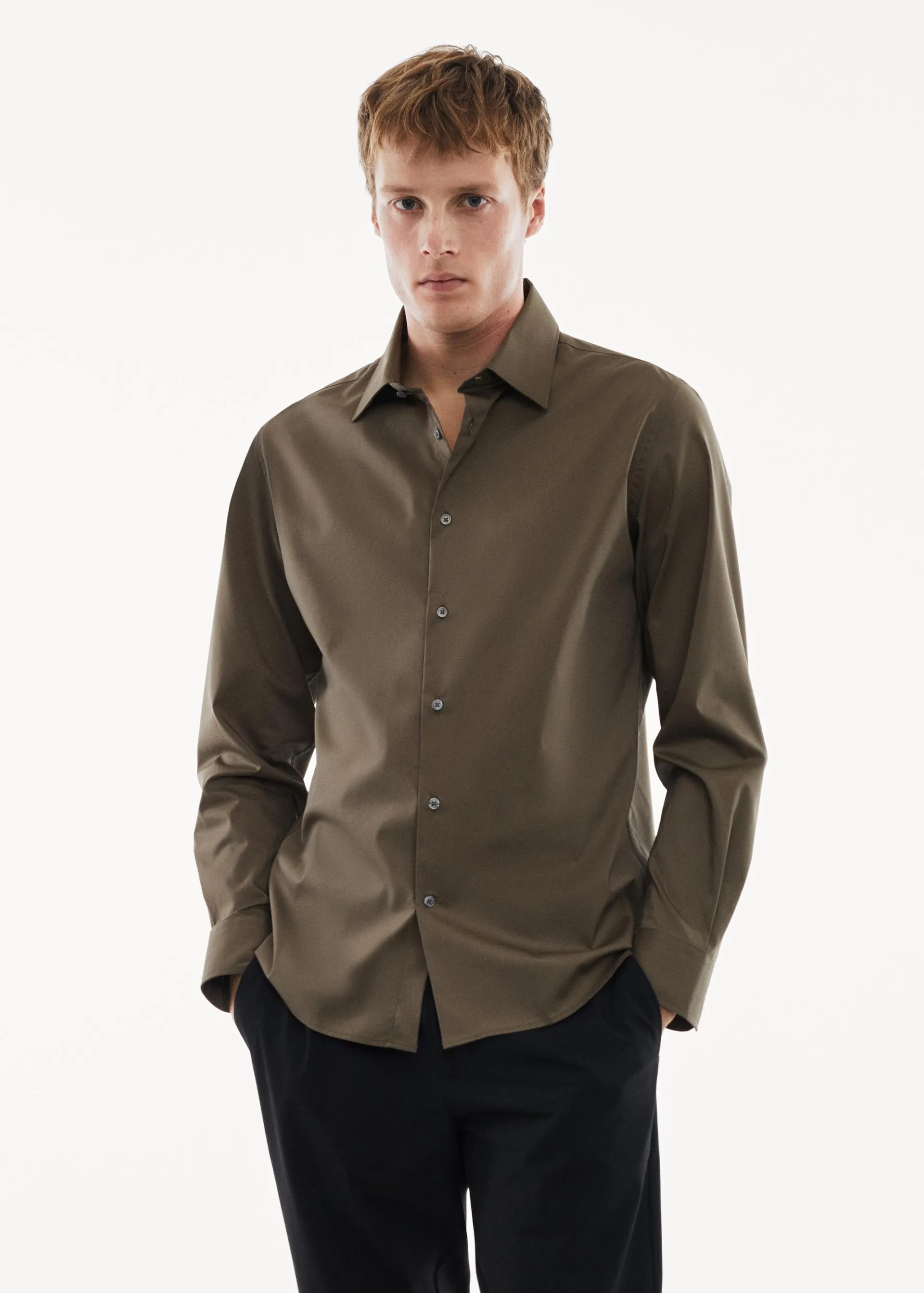 Camisa regular fit algodón stretch