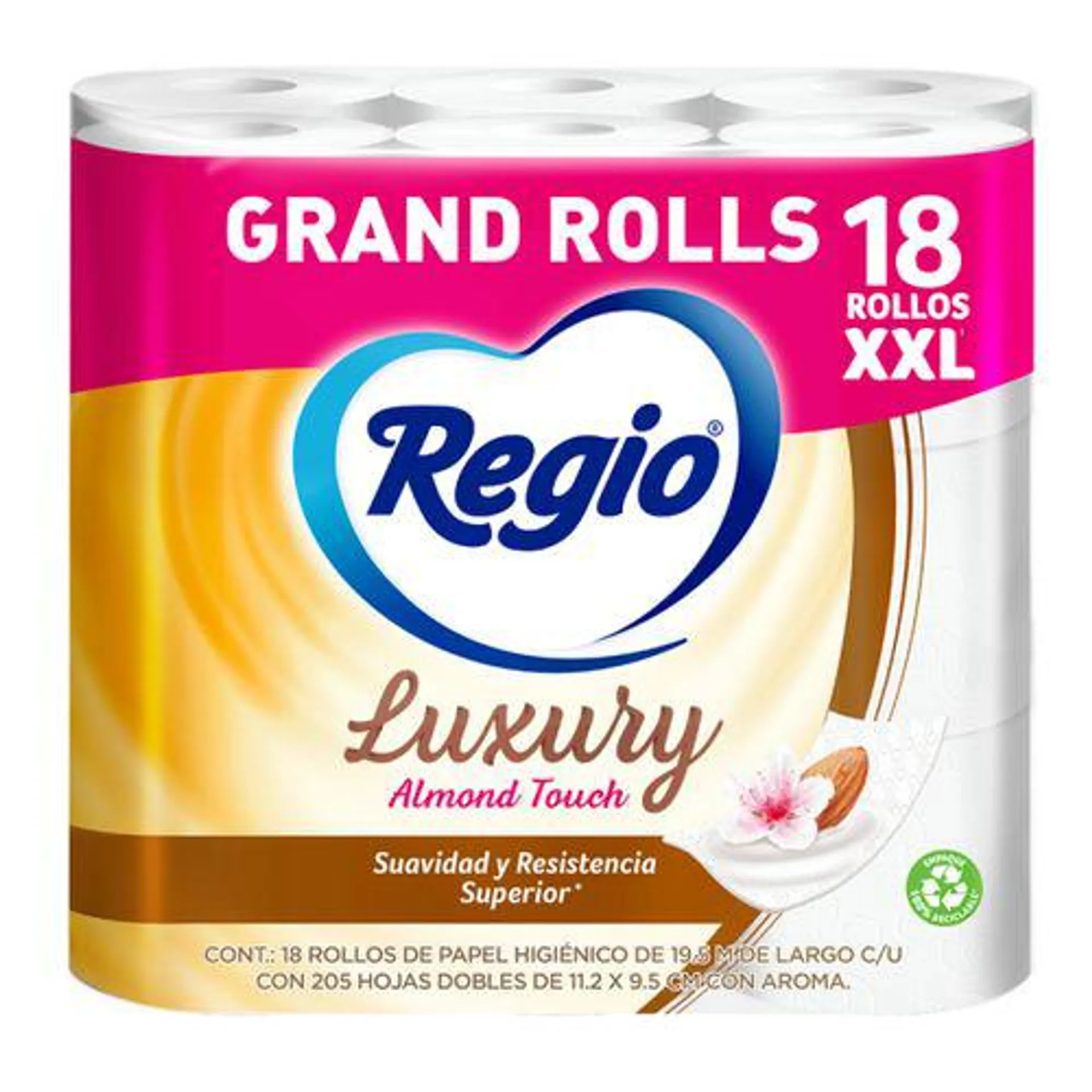 Papel Higiénico Regio Luxury Almond Touch 18 Rollos