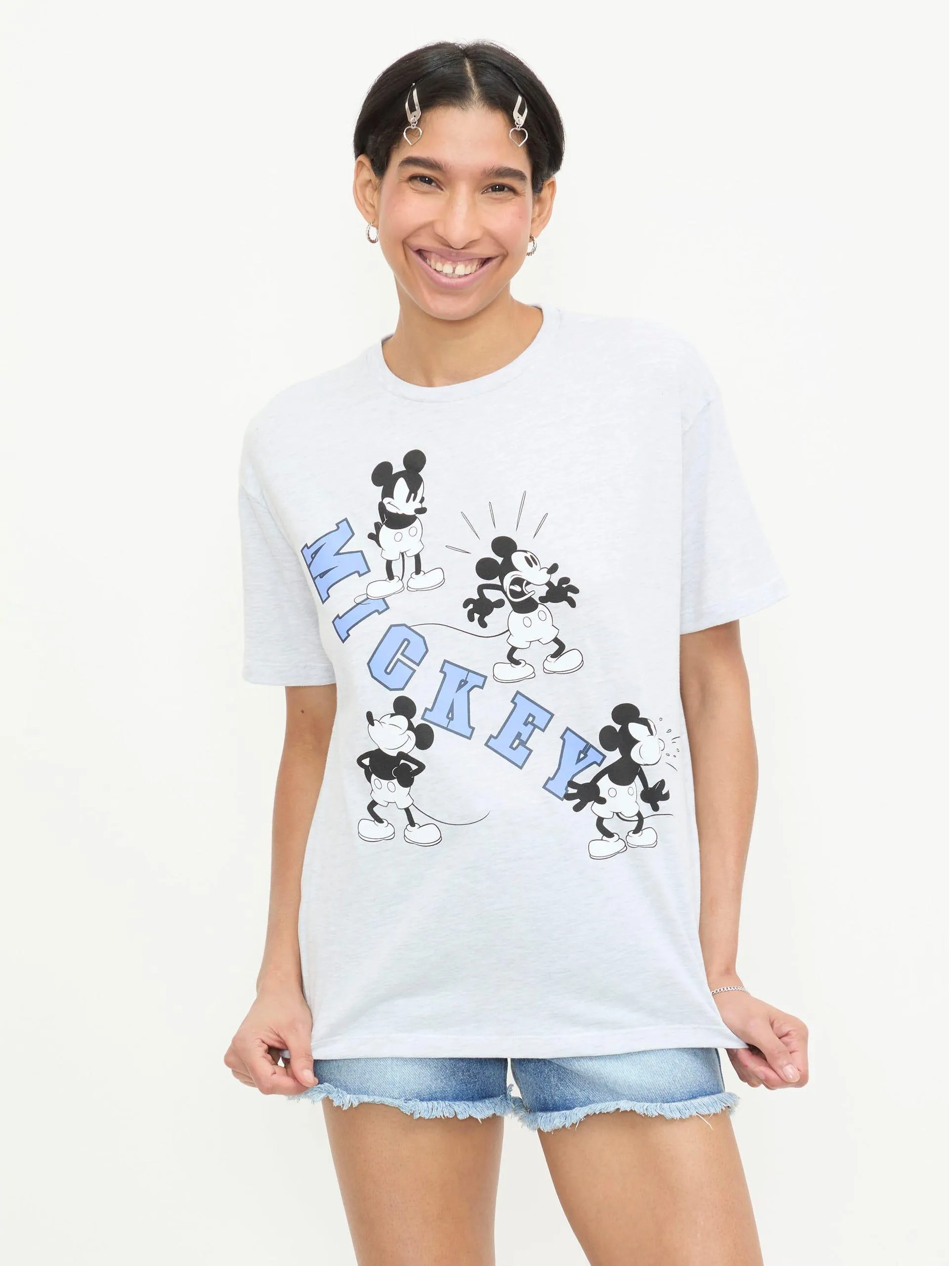 Playera Manga Corta Estampado Mickey Gris