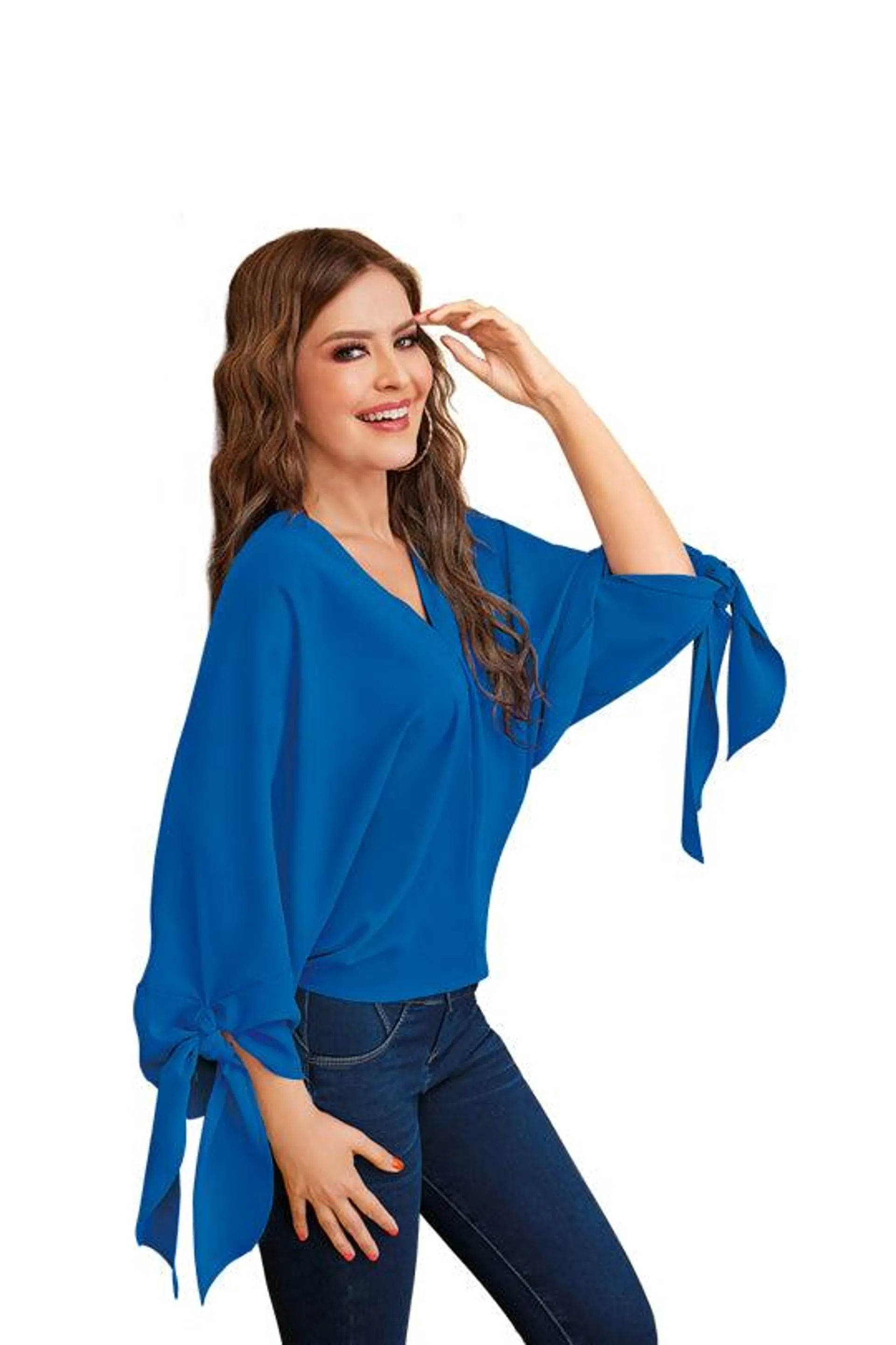 Blusa azul manga murciélago 96546