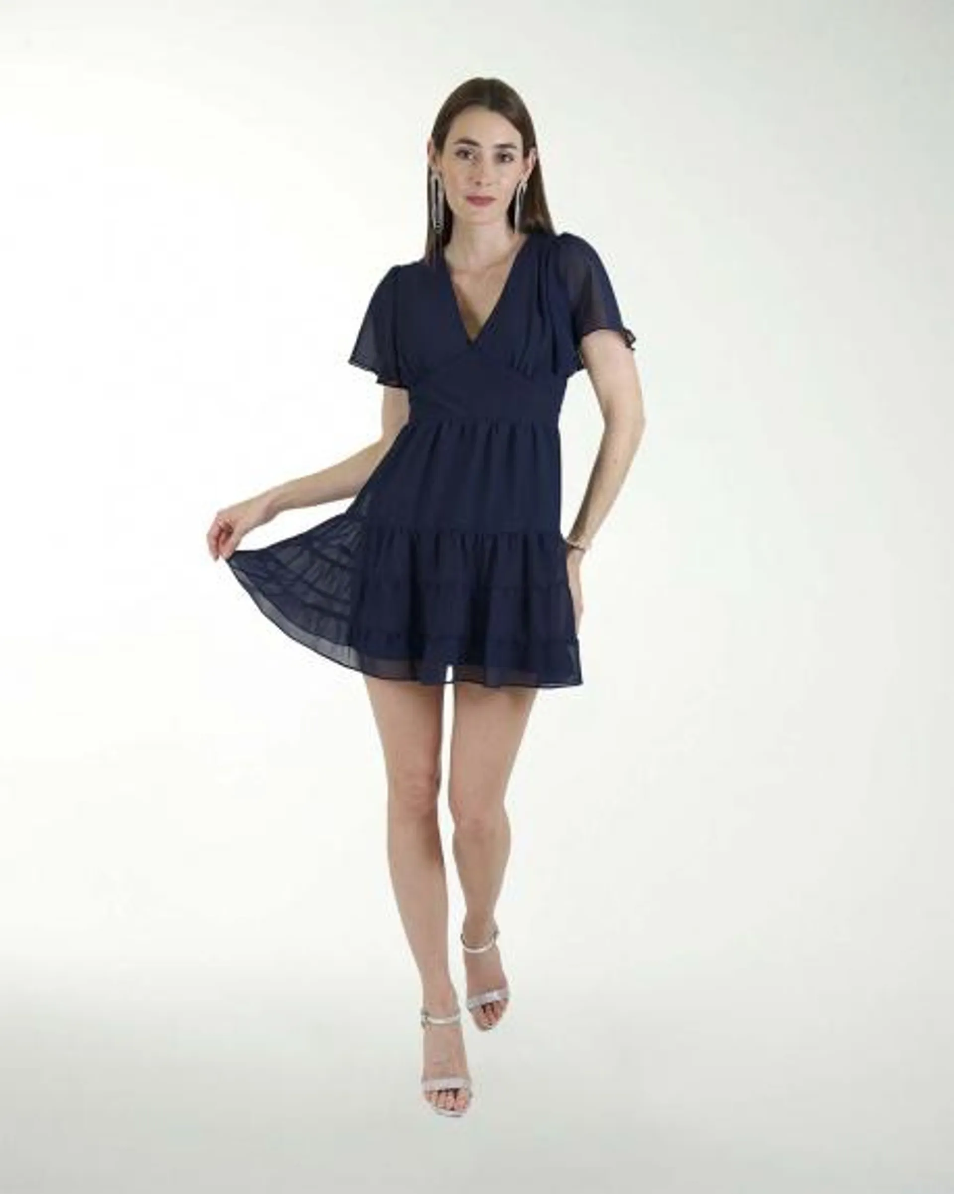 VESTIDO CASUAL LISO ESCOTE EN "V"