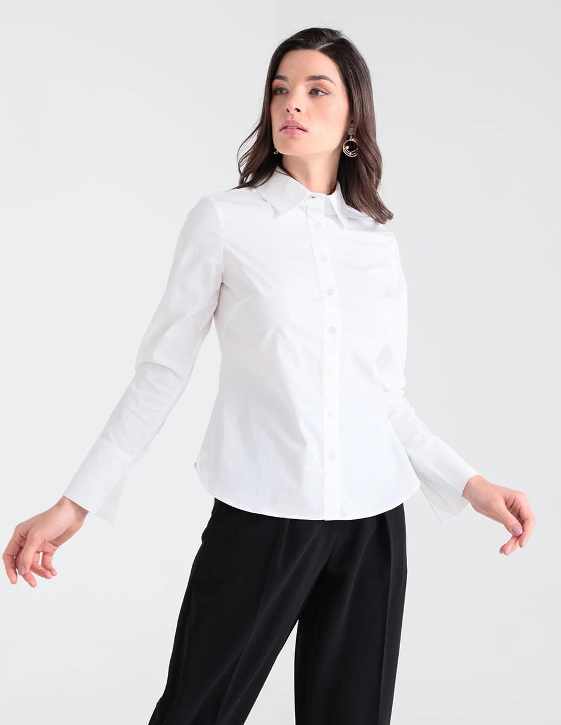 Camisa Petite de algodón manga larga para mujer