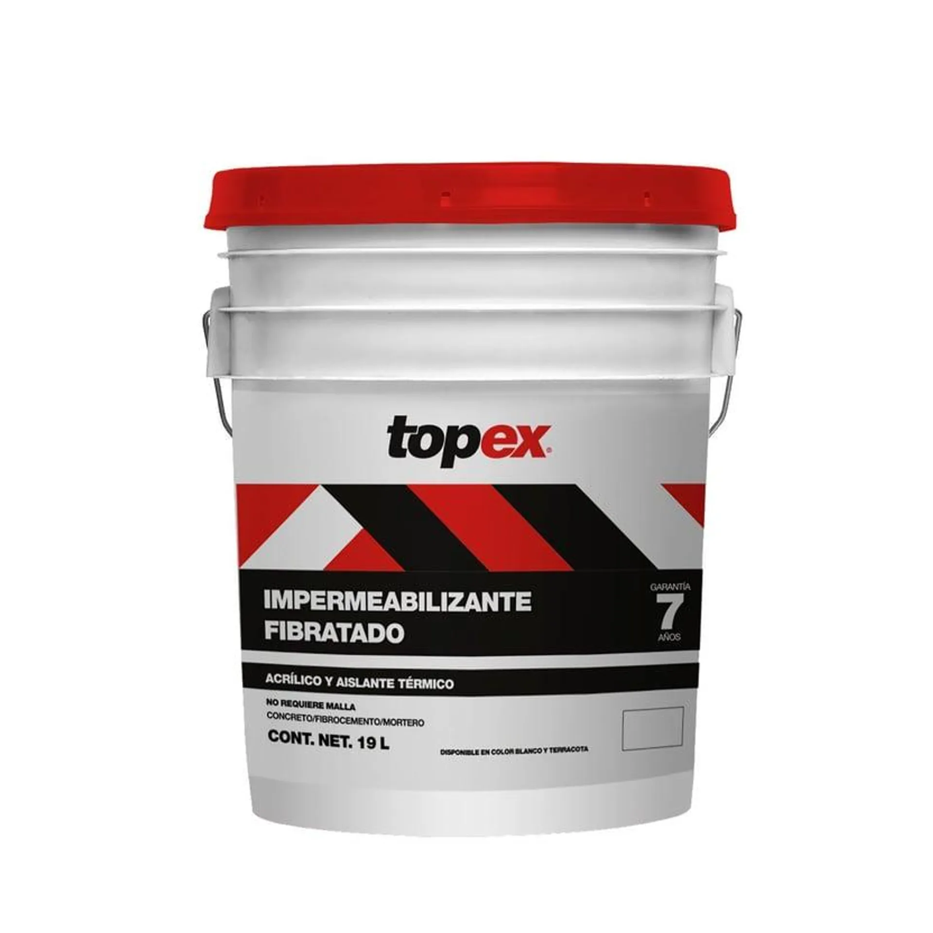 Topex Impermeabilizante Fibratado 7 Años Rojo 19L