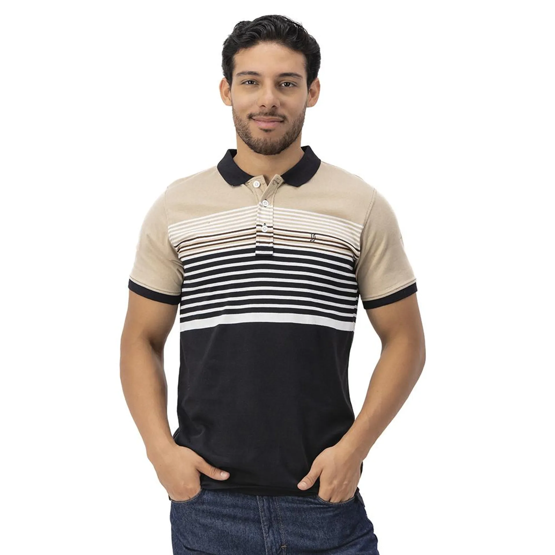 Playera Tipo Polo Hummo Hombre Franjas Horizontales