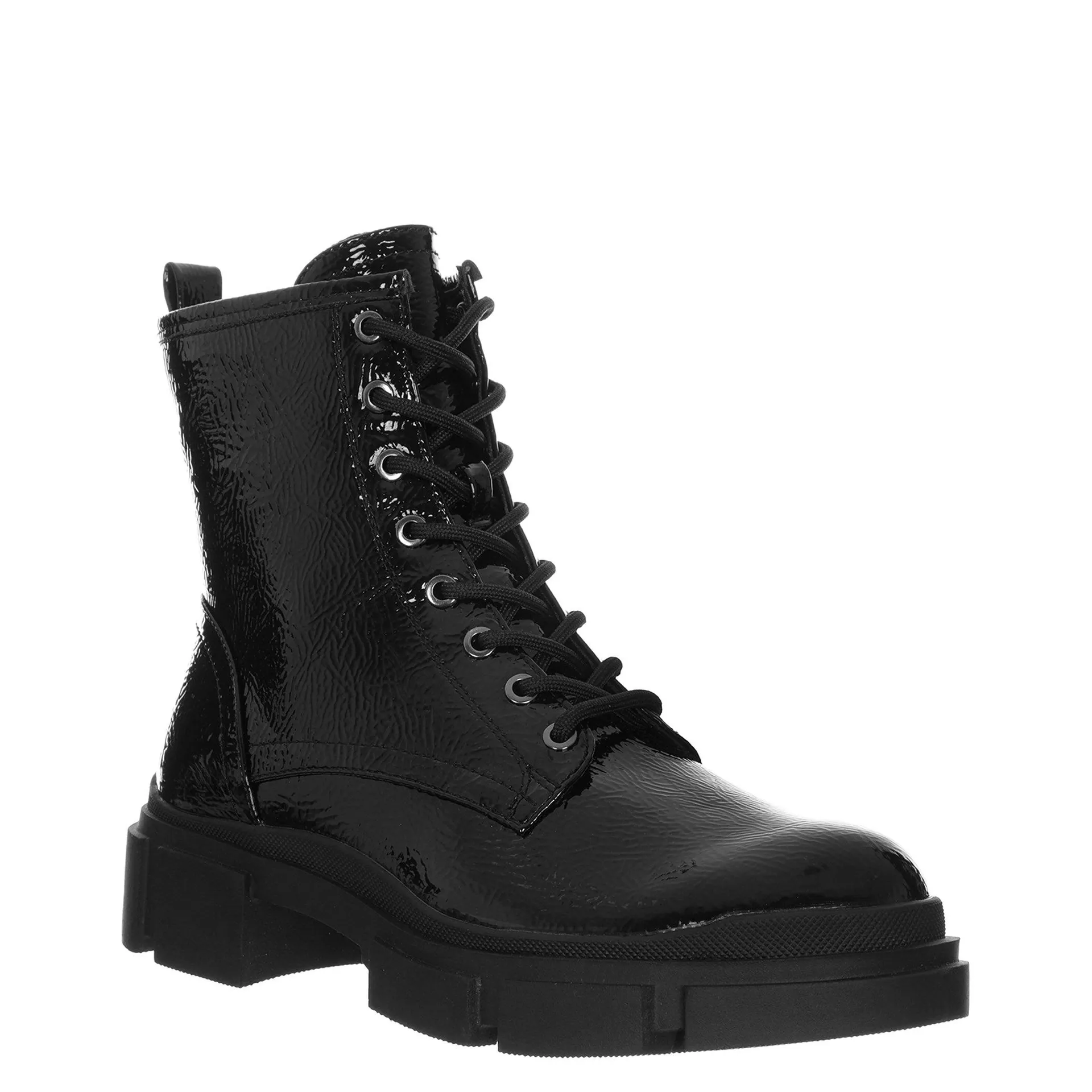 Botin Arde3-A Piel Acabado Charol Negro Nine West