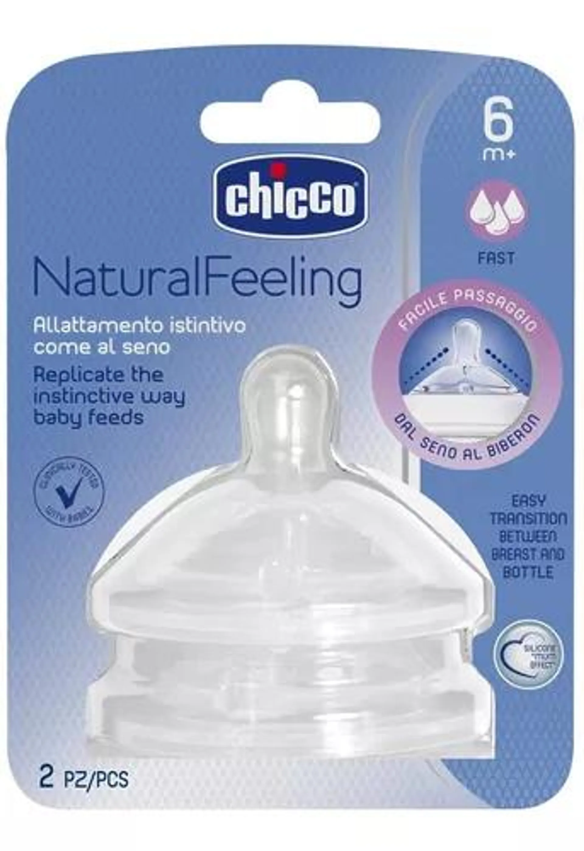 Chicco Tetina Natural Feeling Flujo Rapido 6+ 2 Piezas