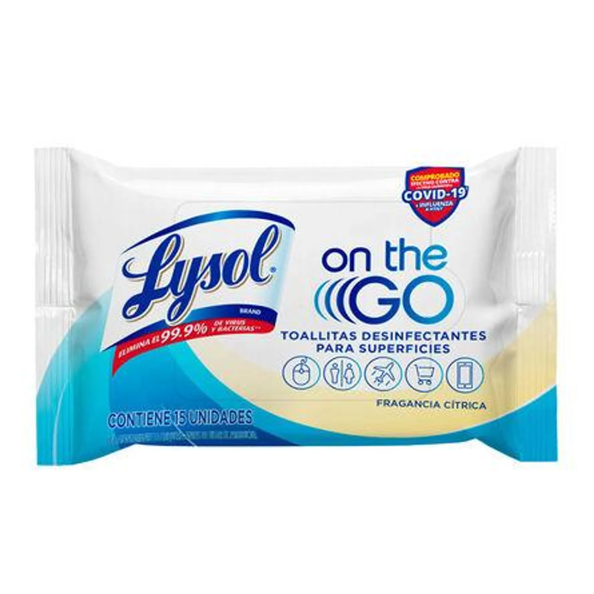 Lysol Toallitas Desinfectantes Para Superficies On The Go Aroma Crisp Linen 15 Piezas