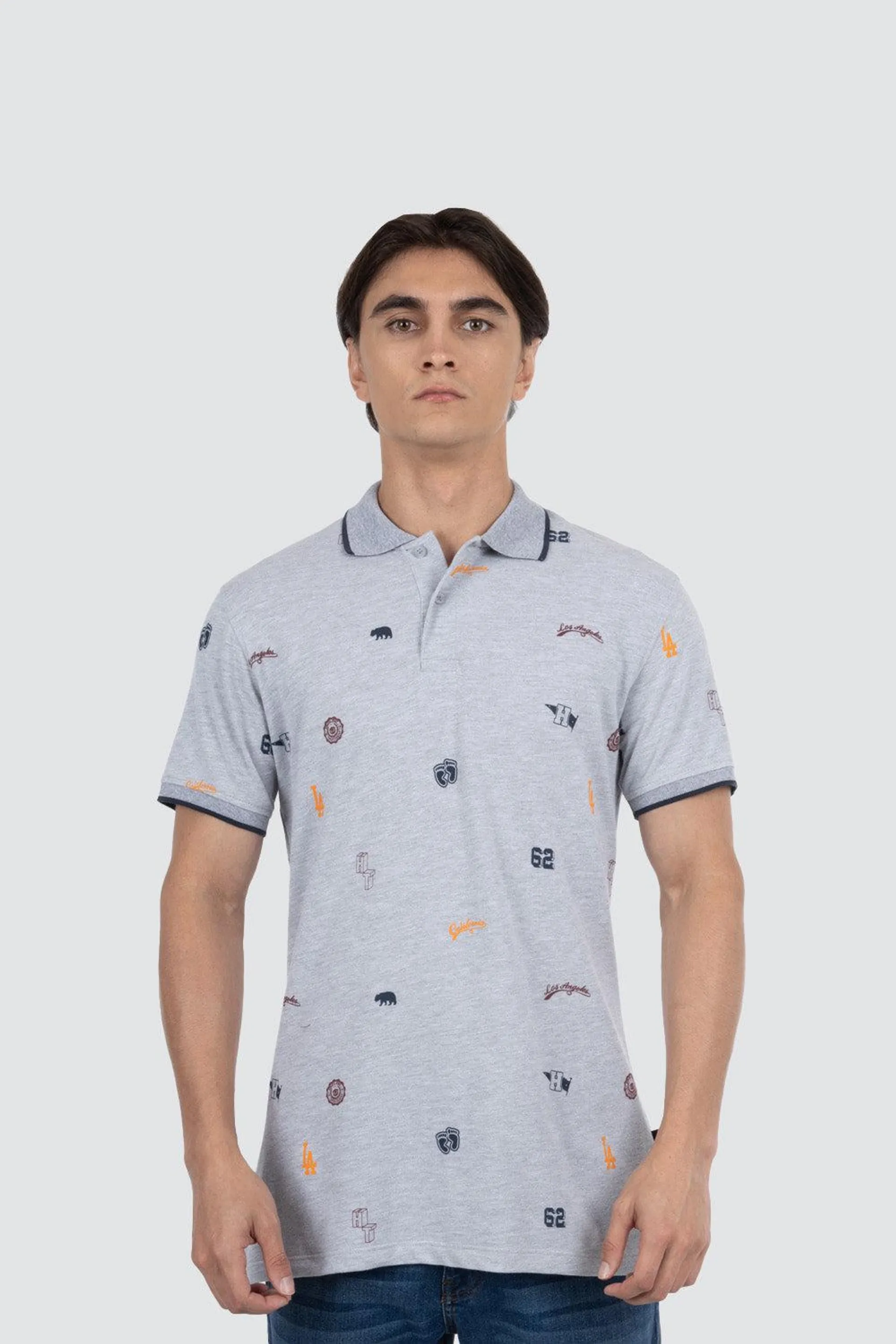 Polo piqué filos all over print