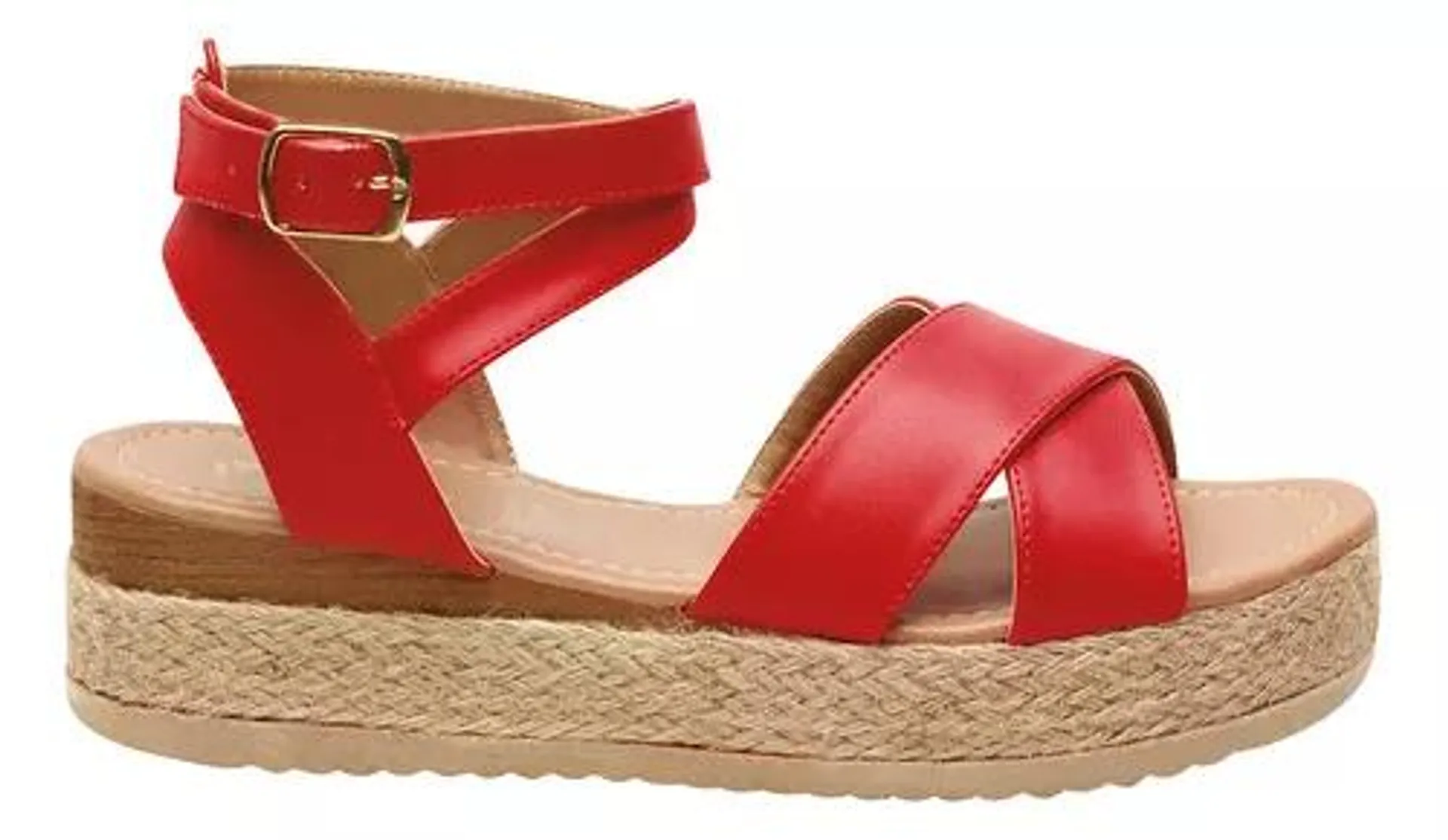 Sandalias Dama Casual Plataforma Barbara Roja Fareli