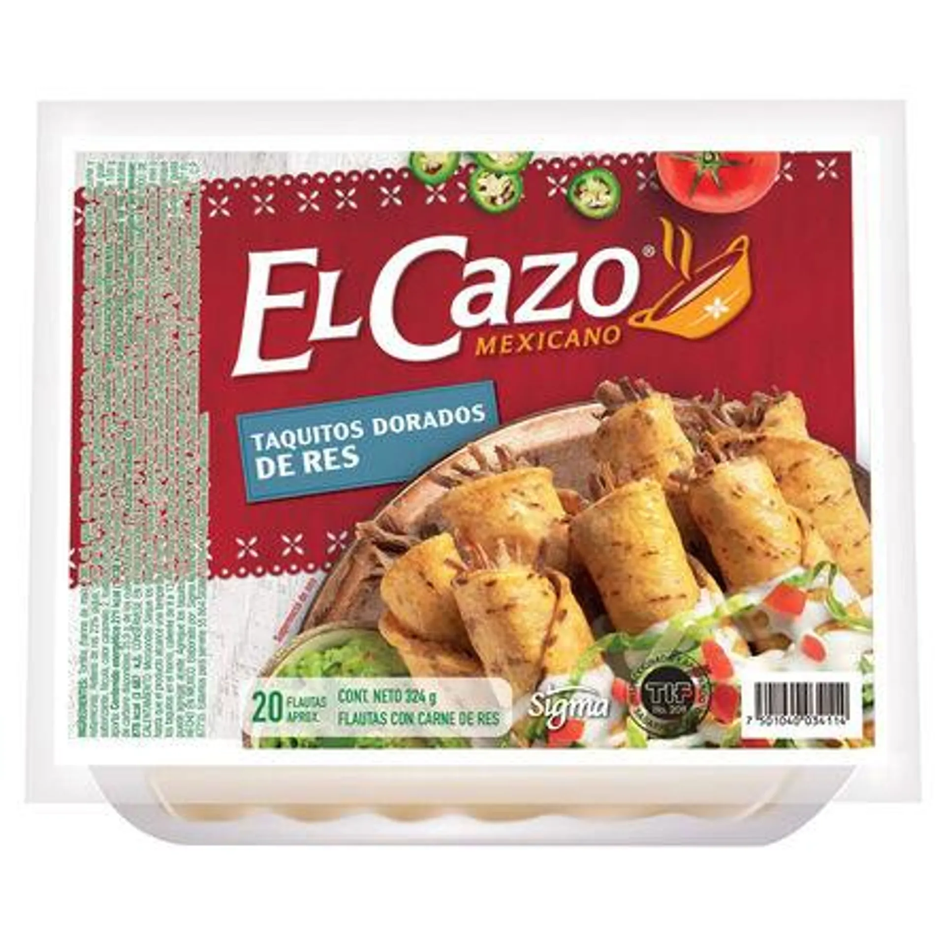 Taquitos Dorados el Cazo Con Res 20 Piezas 324 g