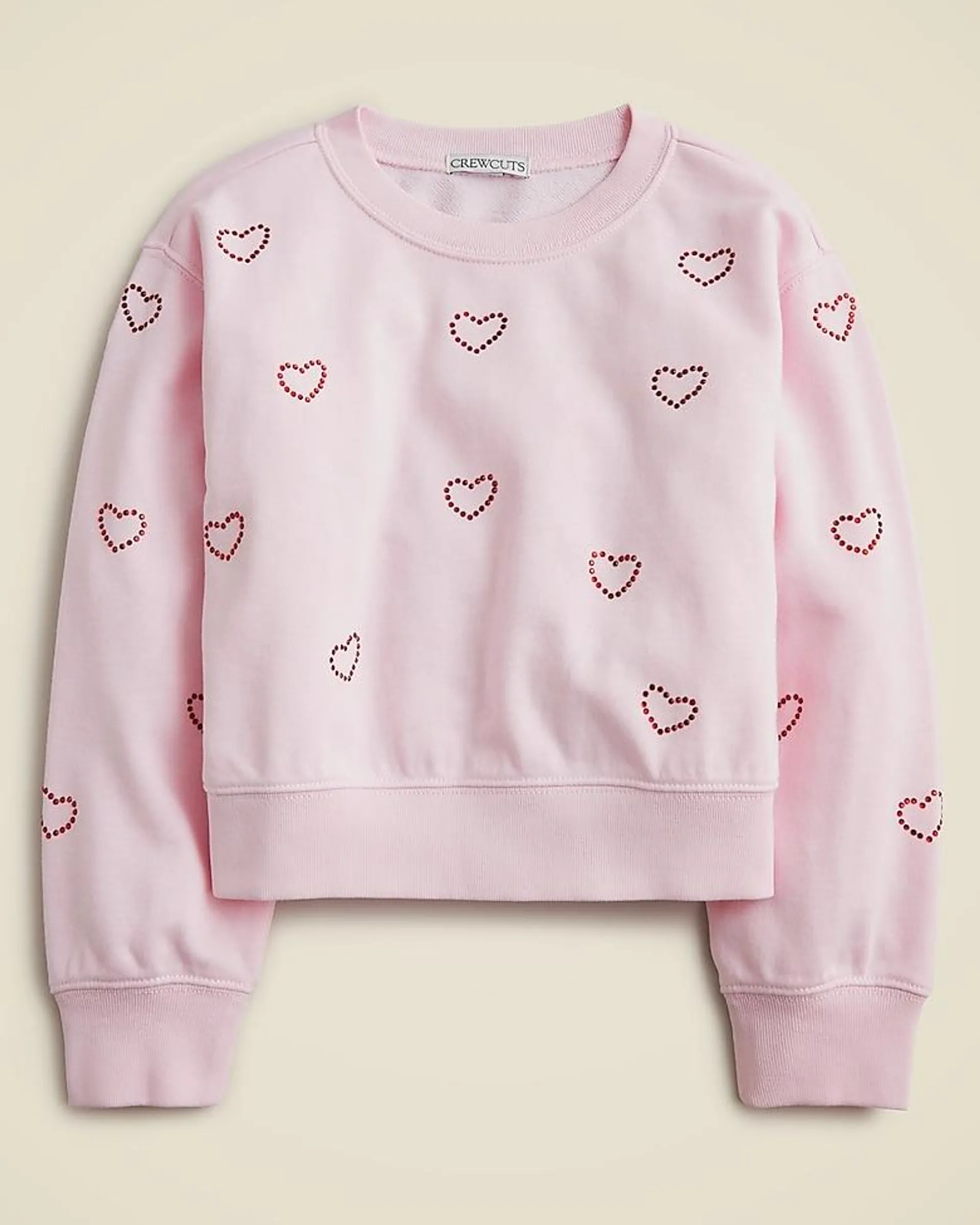 Girls' crystal heart crewneck sweatshirt