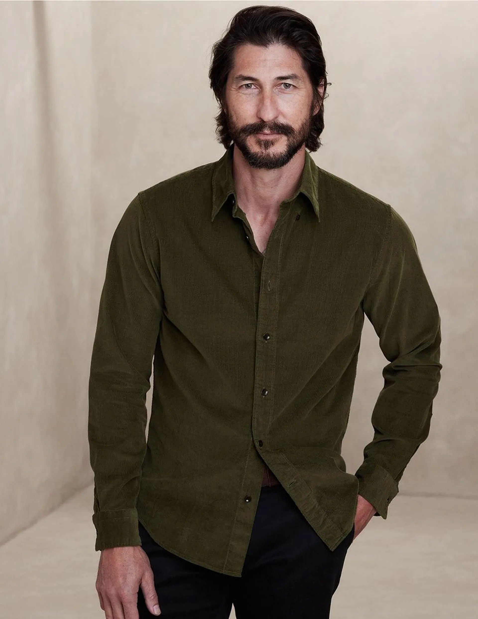 Camisa casual manga larga para hombre