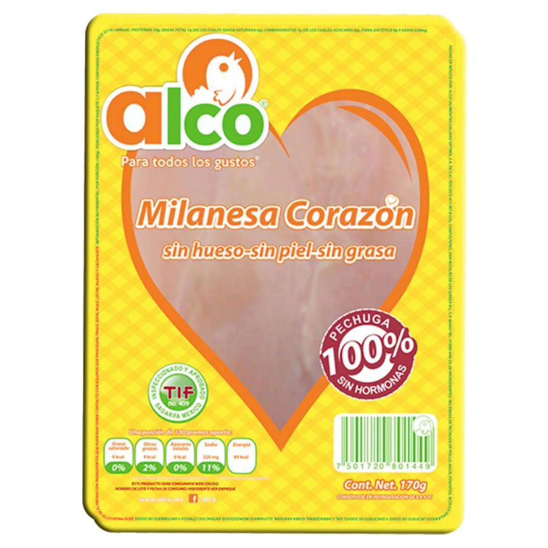 MILANESA CORAZON ALCO PZ 170 g