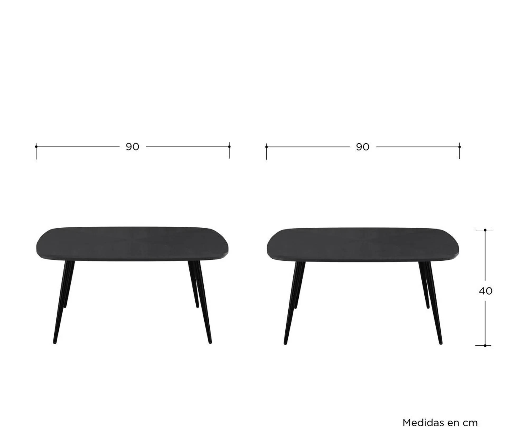 Mesa de centro Sopra 90 cm pata negra - Negro