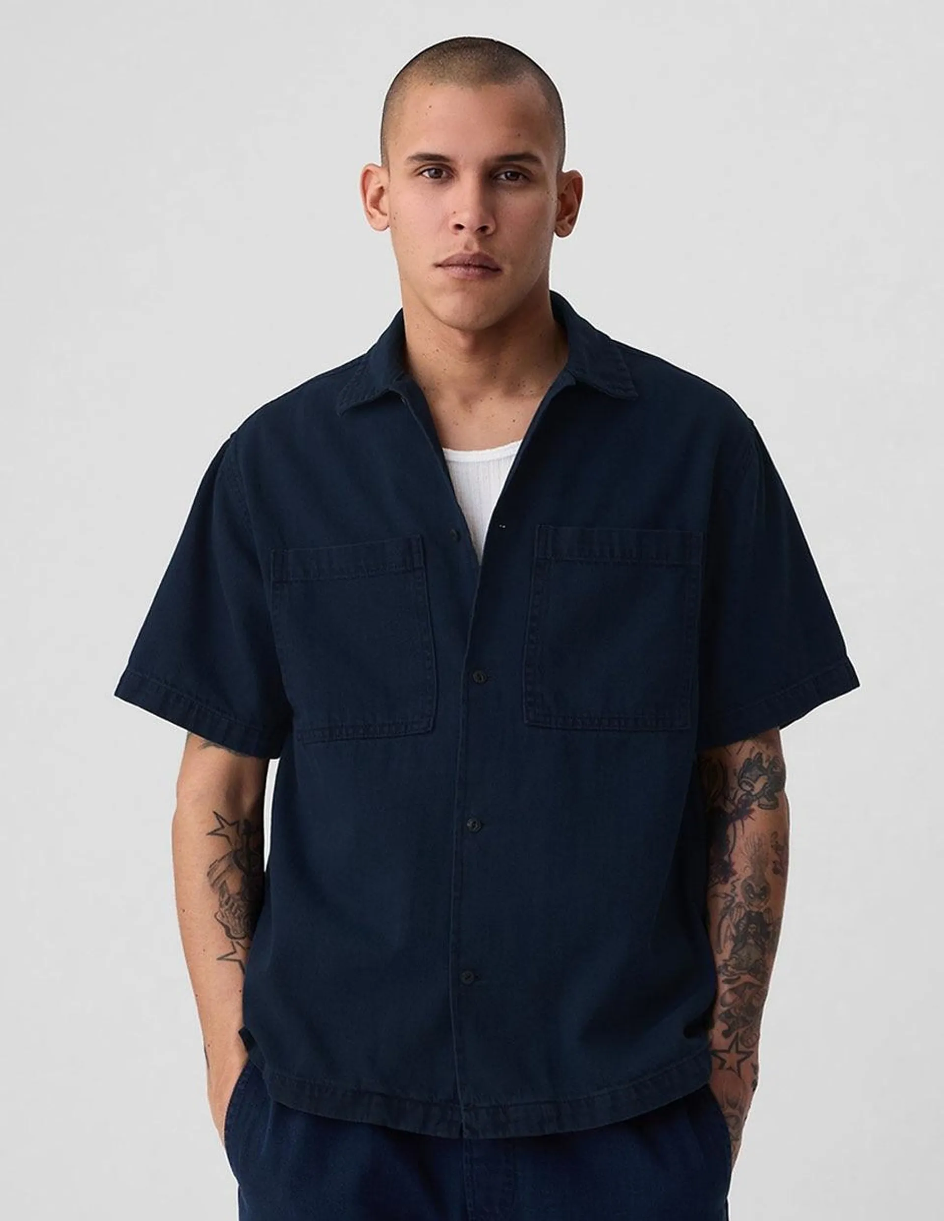 Camisa casual manga corta para hombre