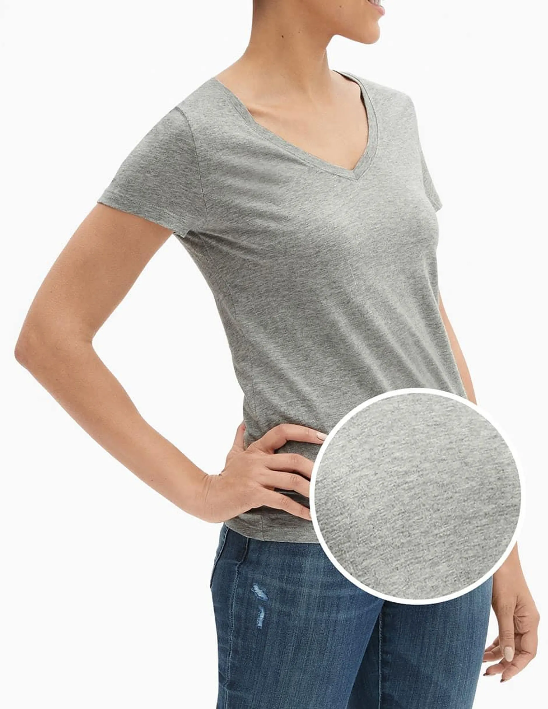 Playera manga corta cuello V para mujer