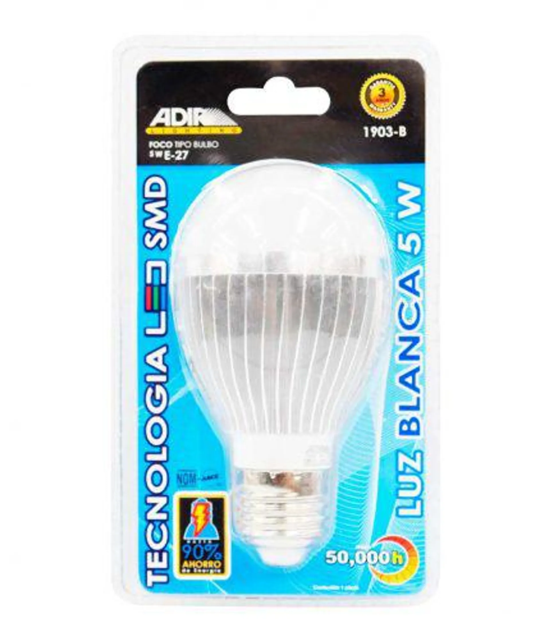 Foco Tipo Bulbo De Led 5W Luz Blanca Adir AD-1903-B