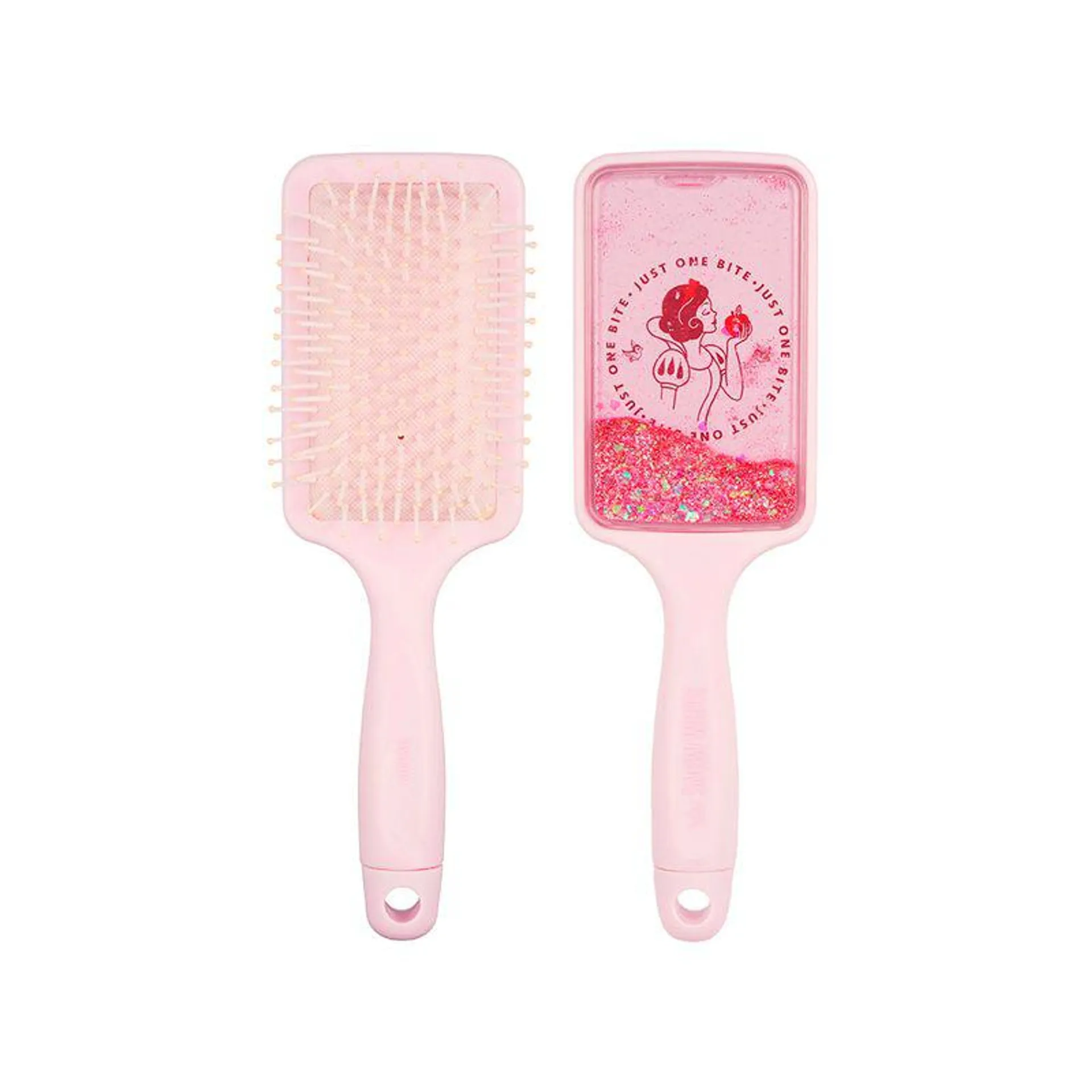 Cepillo Para Cabello Disney Blanca Nieves Con Glitters Movibles Sintético Rosa 23 cm