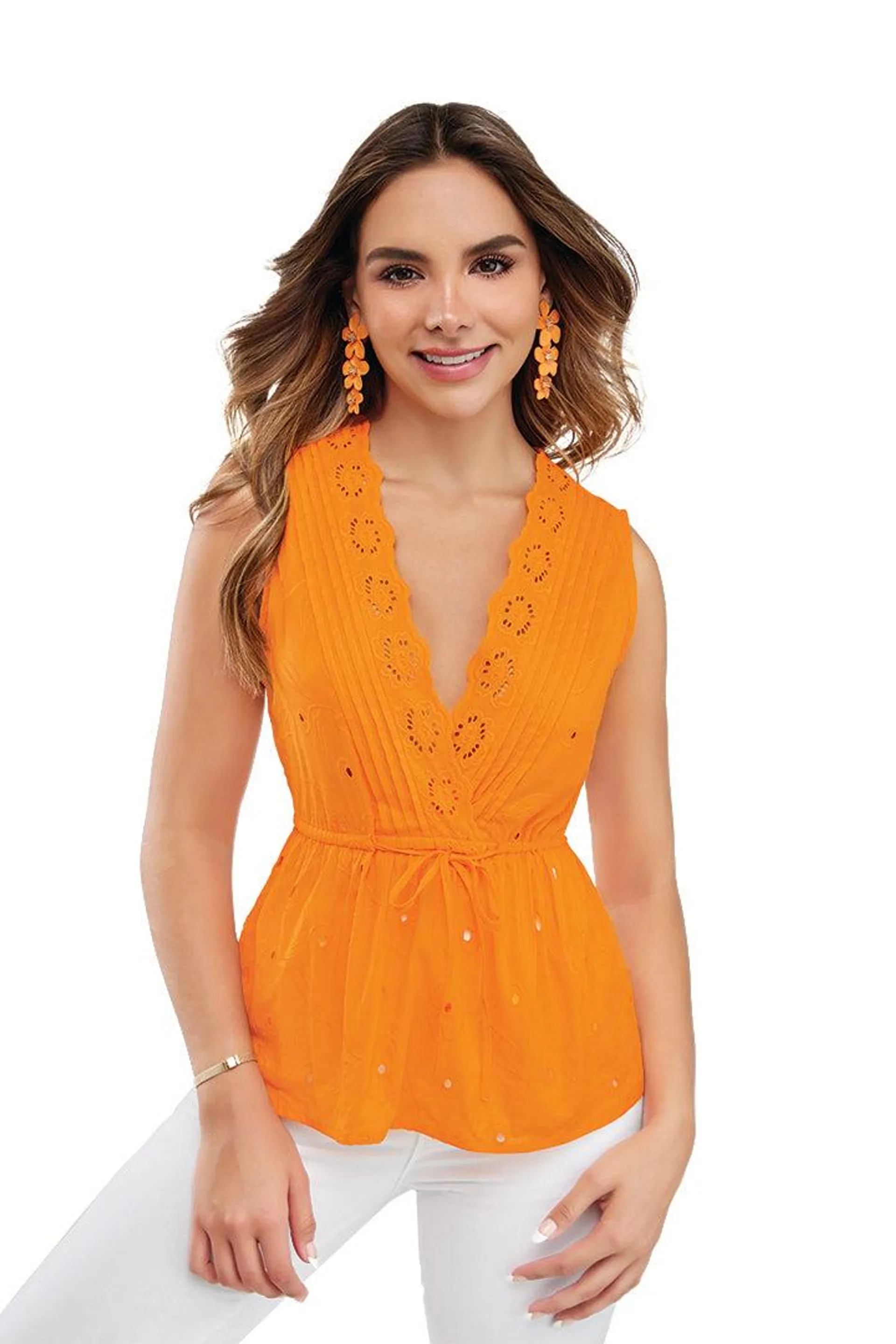 BLUSA NARANJA SIN MANGAS 96065