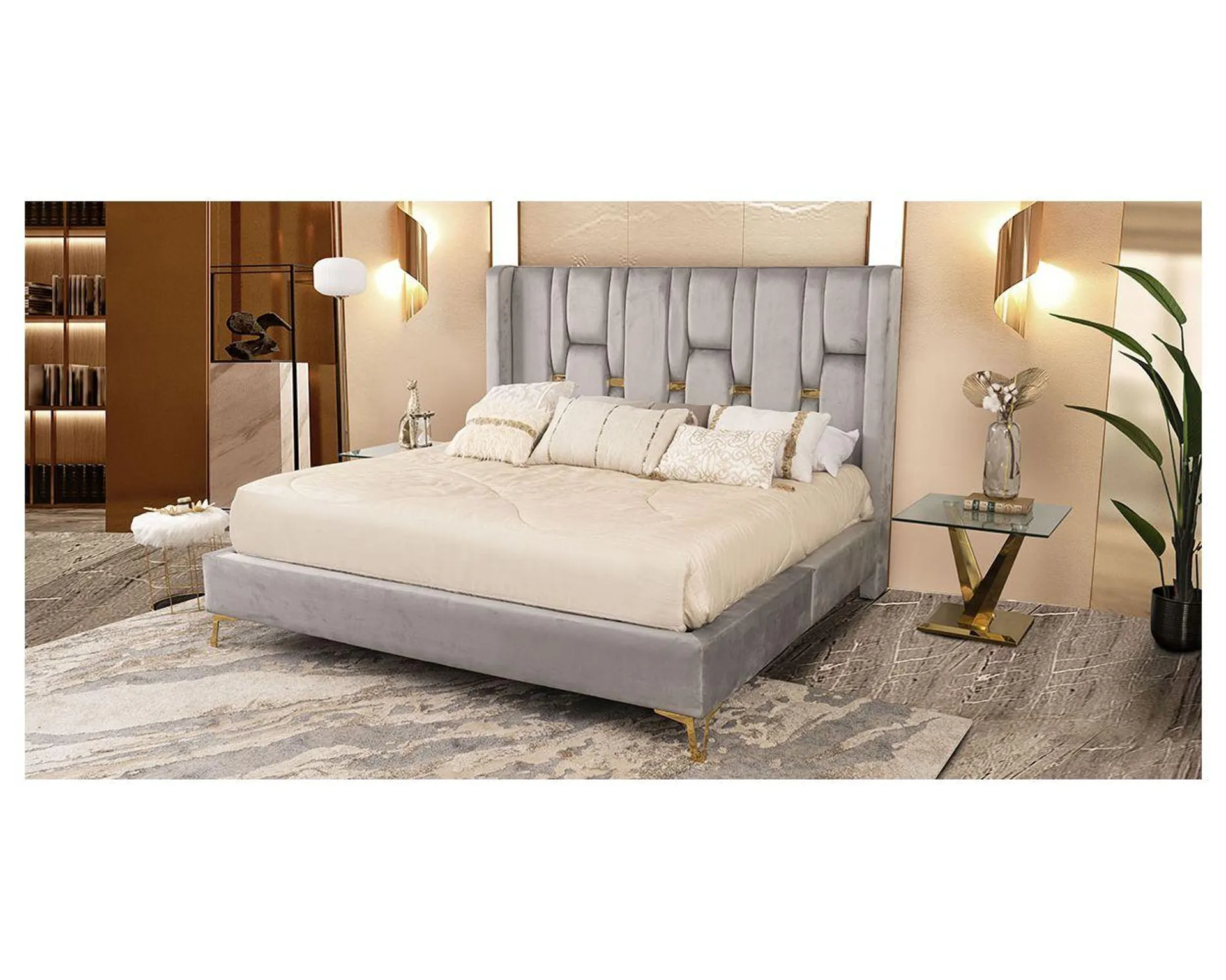 Cama King Size Gold Gris