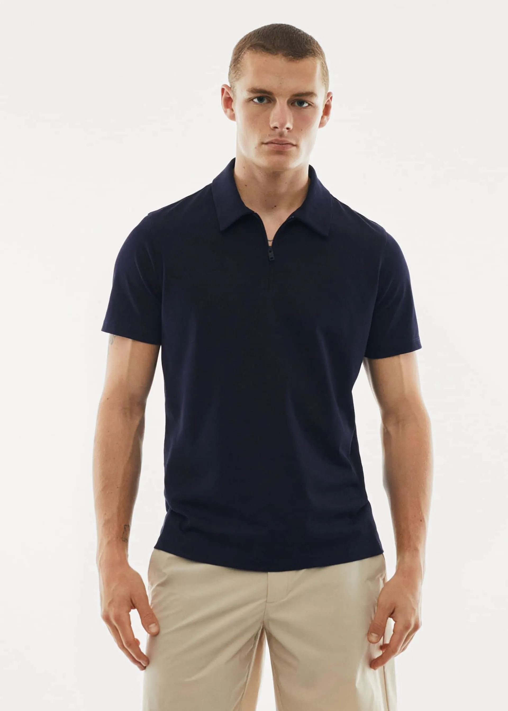 Polo cremallera algodón transpirable