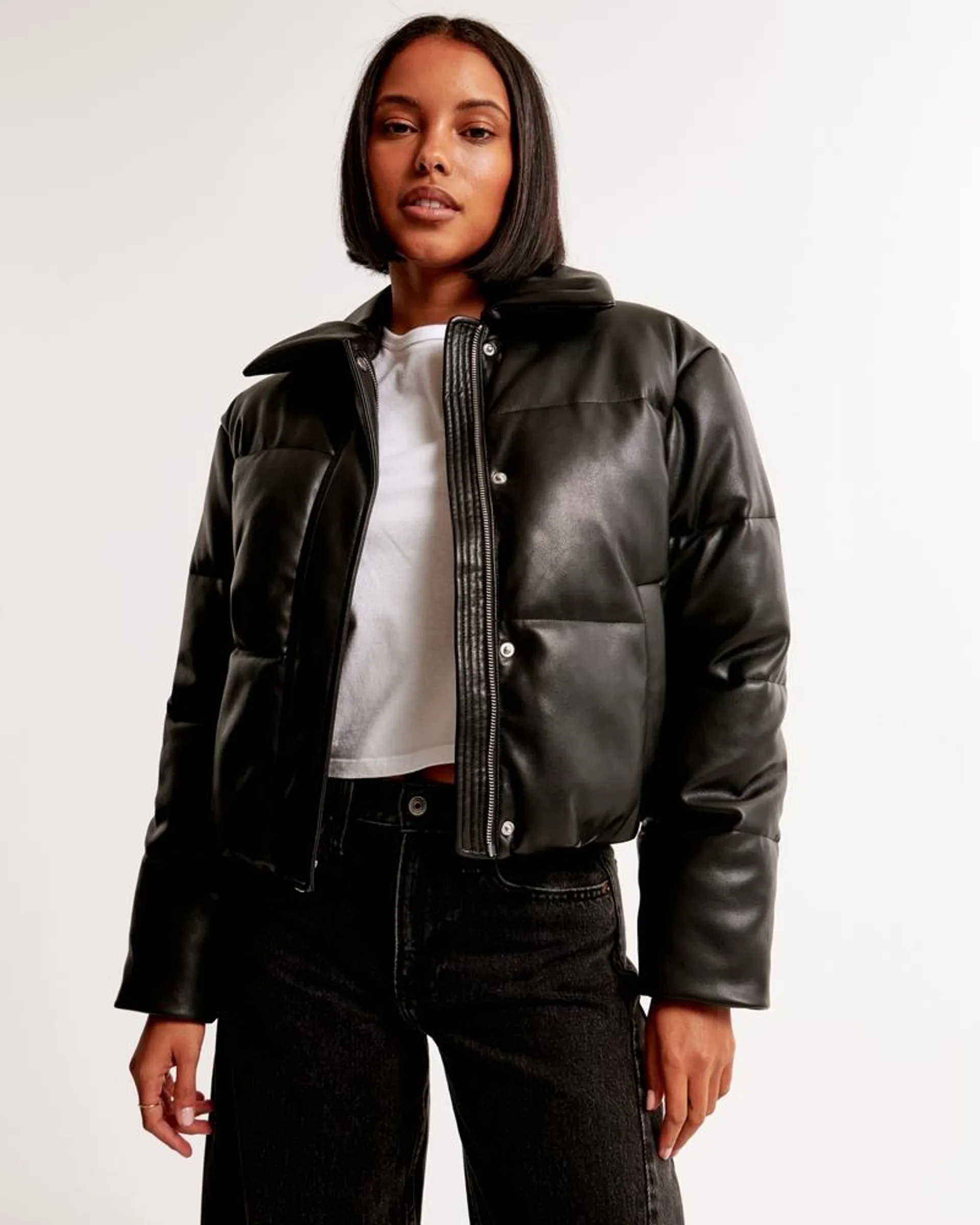 Vegan Leather Short Puffer