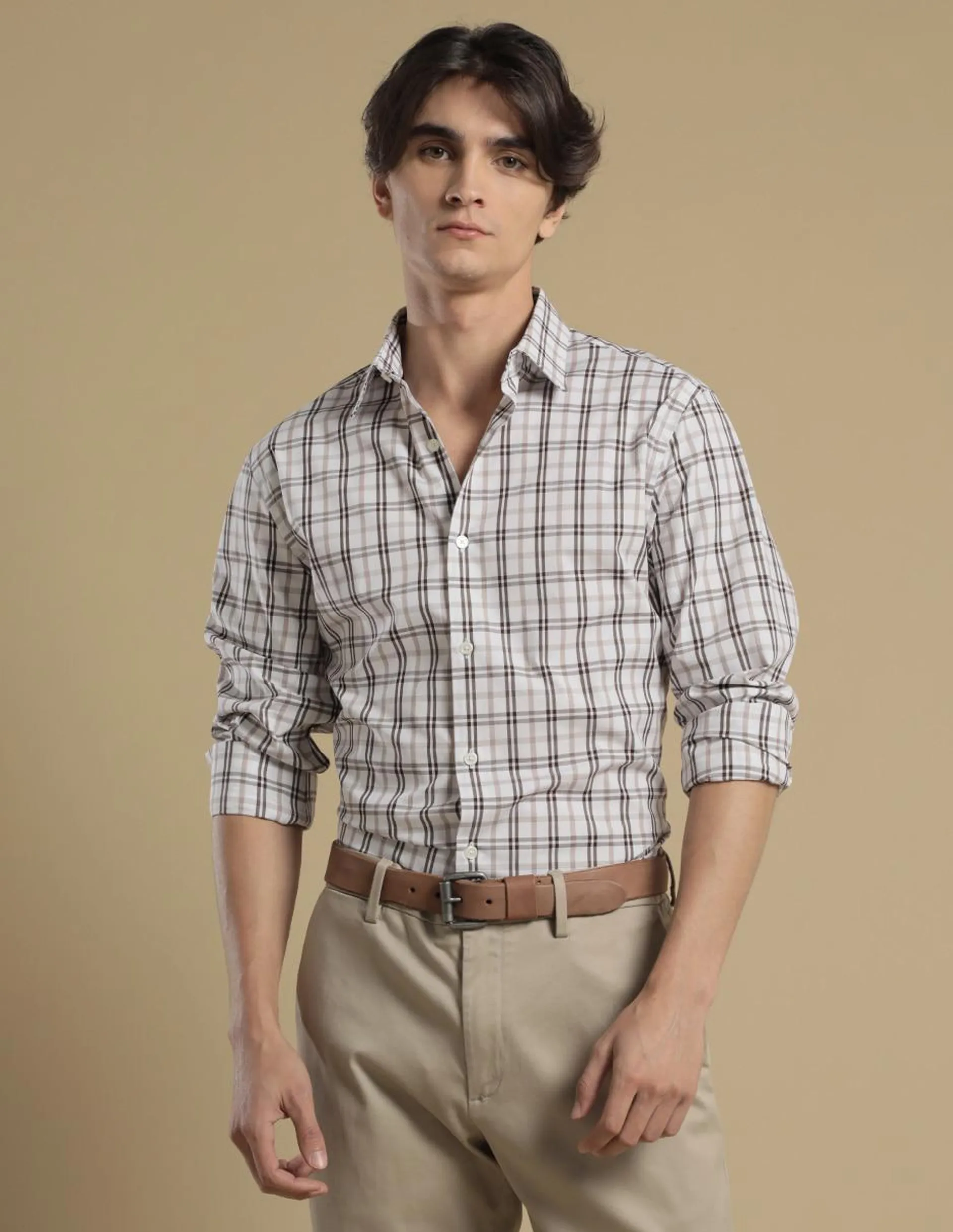 Camisa casual manga larga para hombre