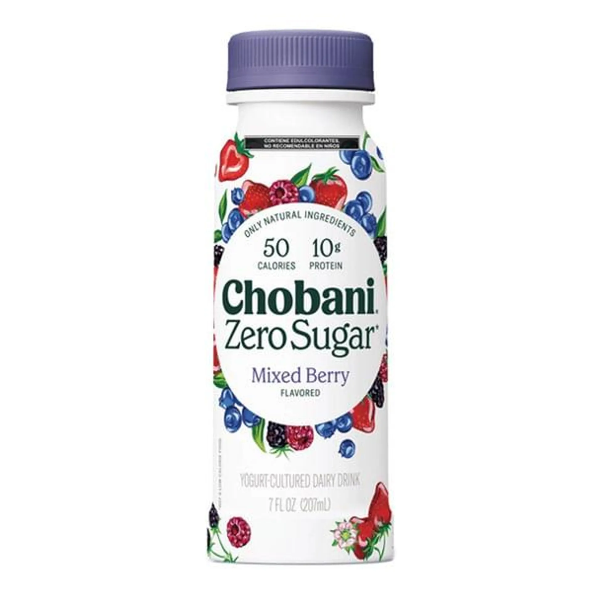 Yogurt bebible Chobani zero azúcar mix frutos rojos 207 g