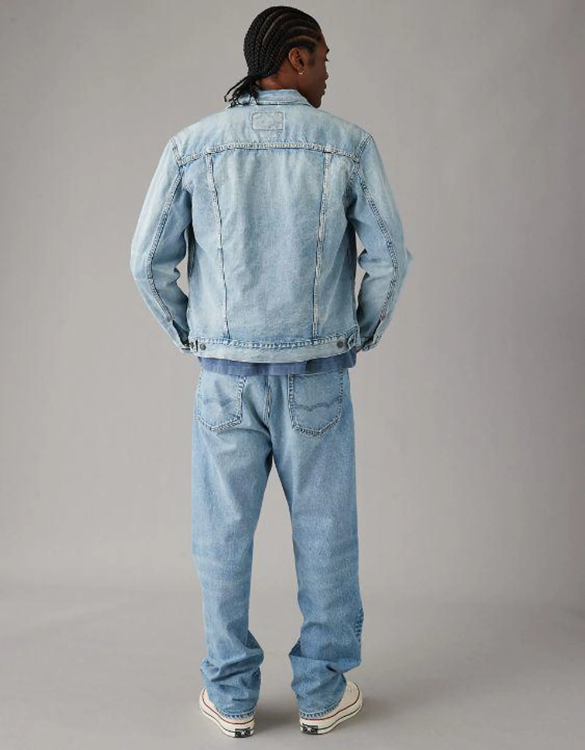 AE Chamarra de denim tipo trucker