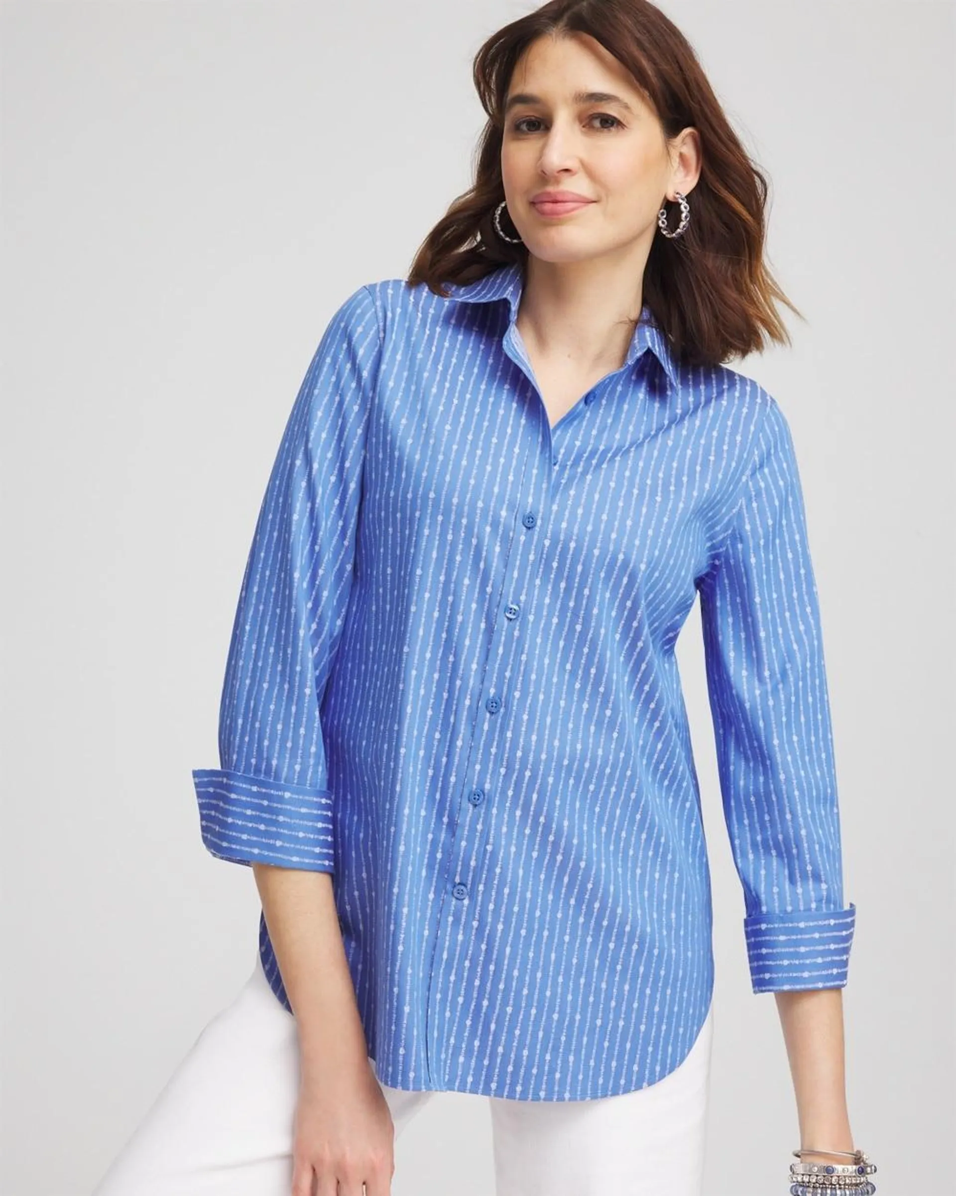 No Iron\u2122 Dot Stripe Stretch Shirt