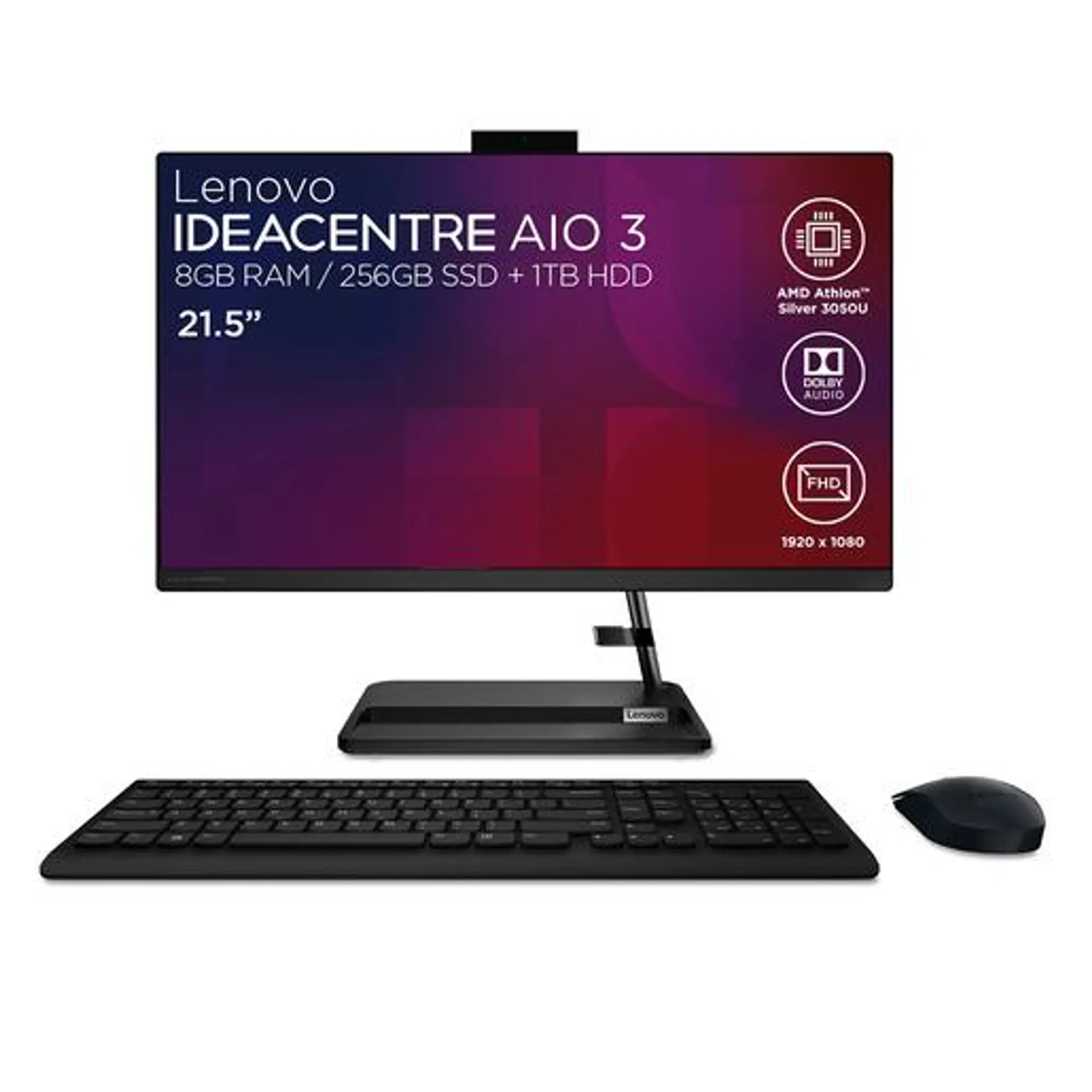 Computadora All in One Lenovo IdeaCentre 3 AMD Athlon 21.5 pulg. 256gb SSD 8gb RAM