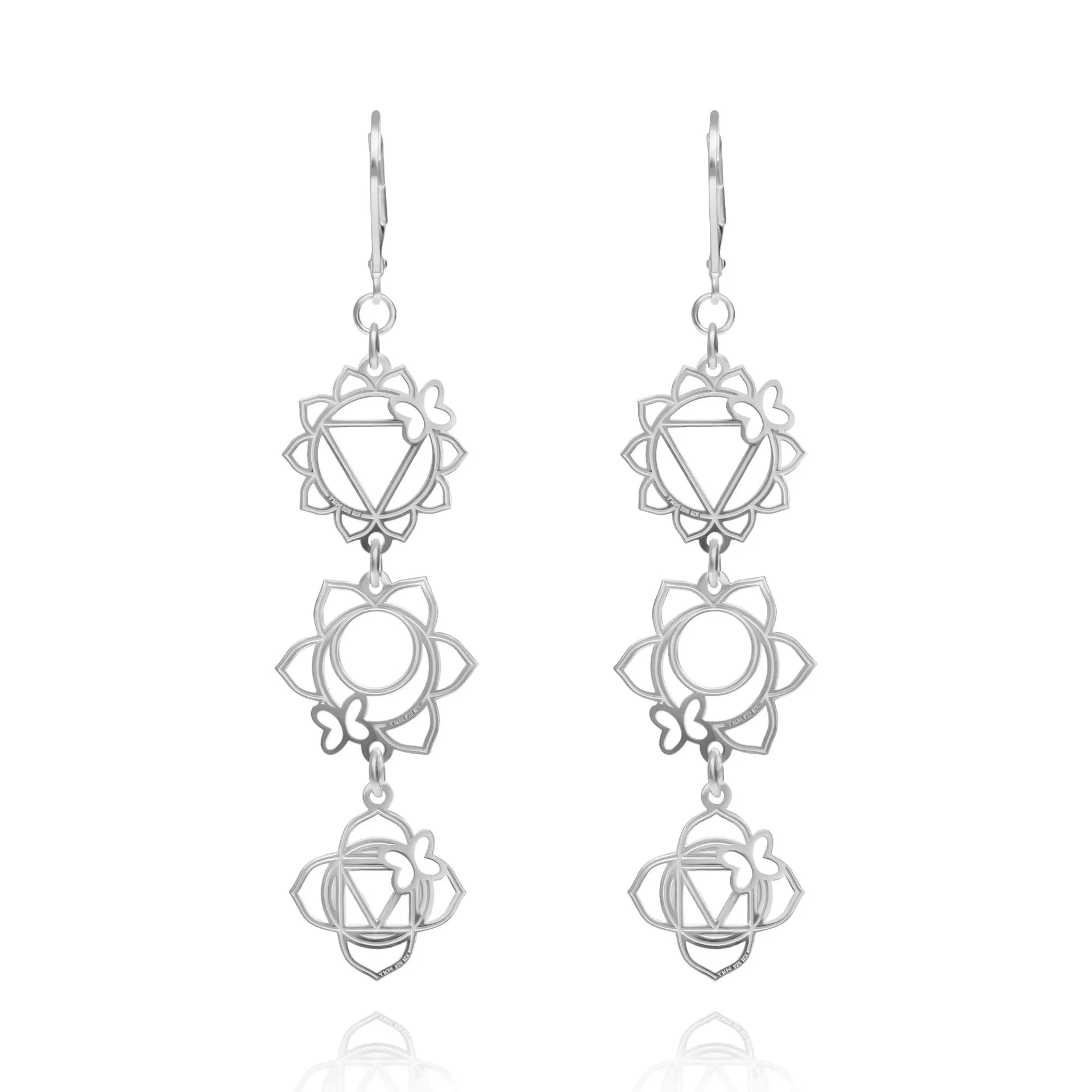 Aretes Mujer Plata 925 Chakras 3 Modulos