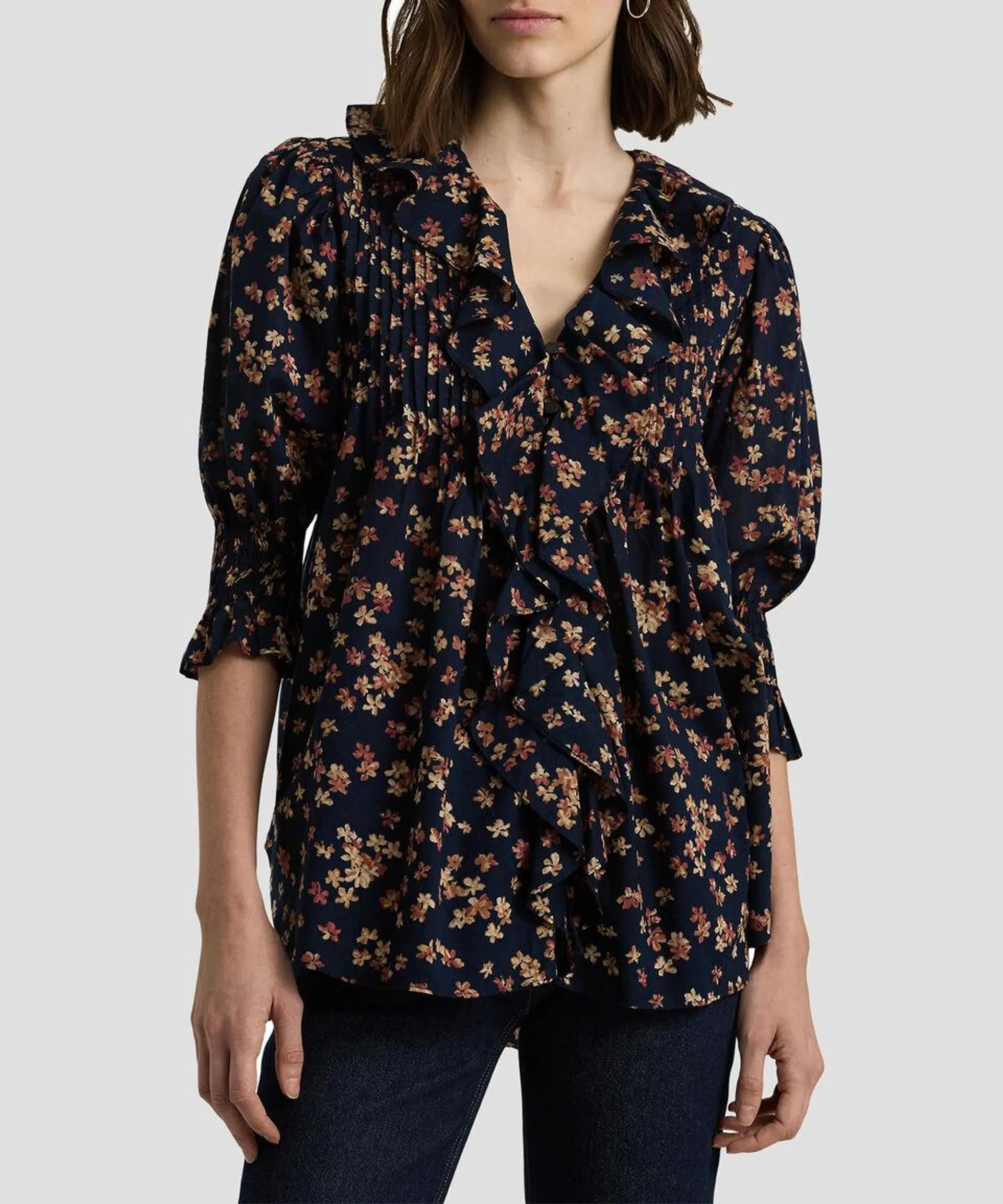 Blusa estampada manga 3,4 Mujer